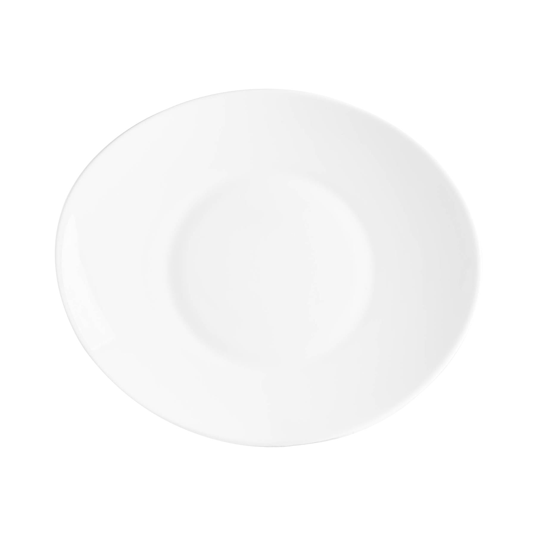 White 27cm x 24cm Prometeo Oval Glass Dinner Plate - By Bormioli Rocco