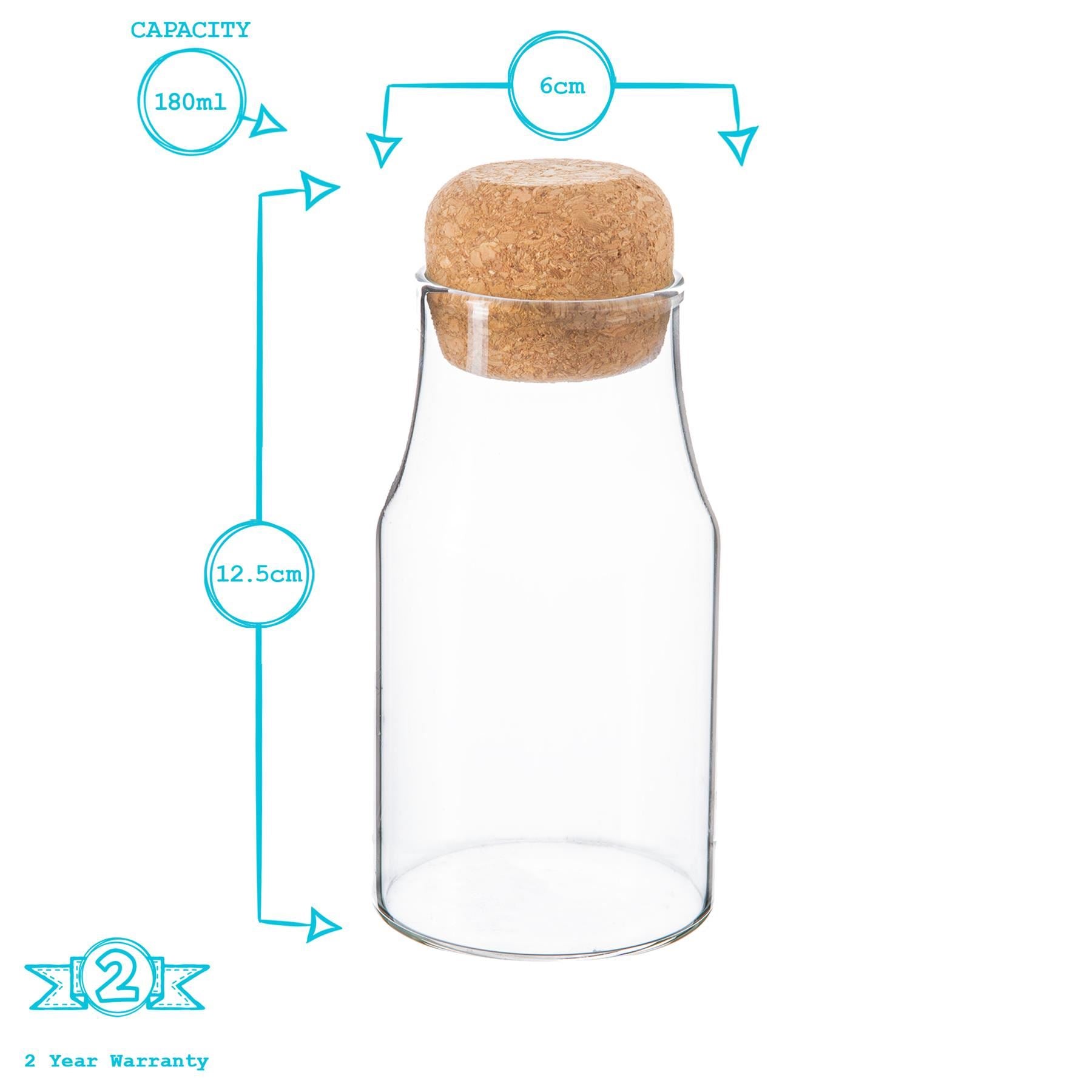 Glass Storage Bottle with Cork Lid - 180ml