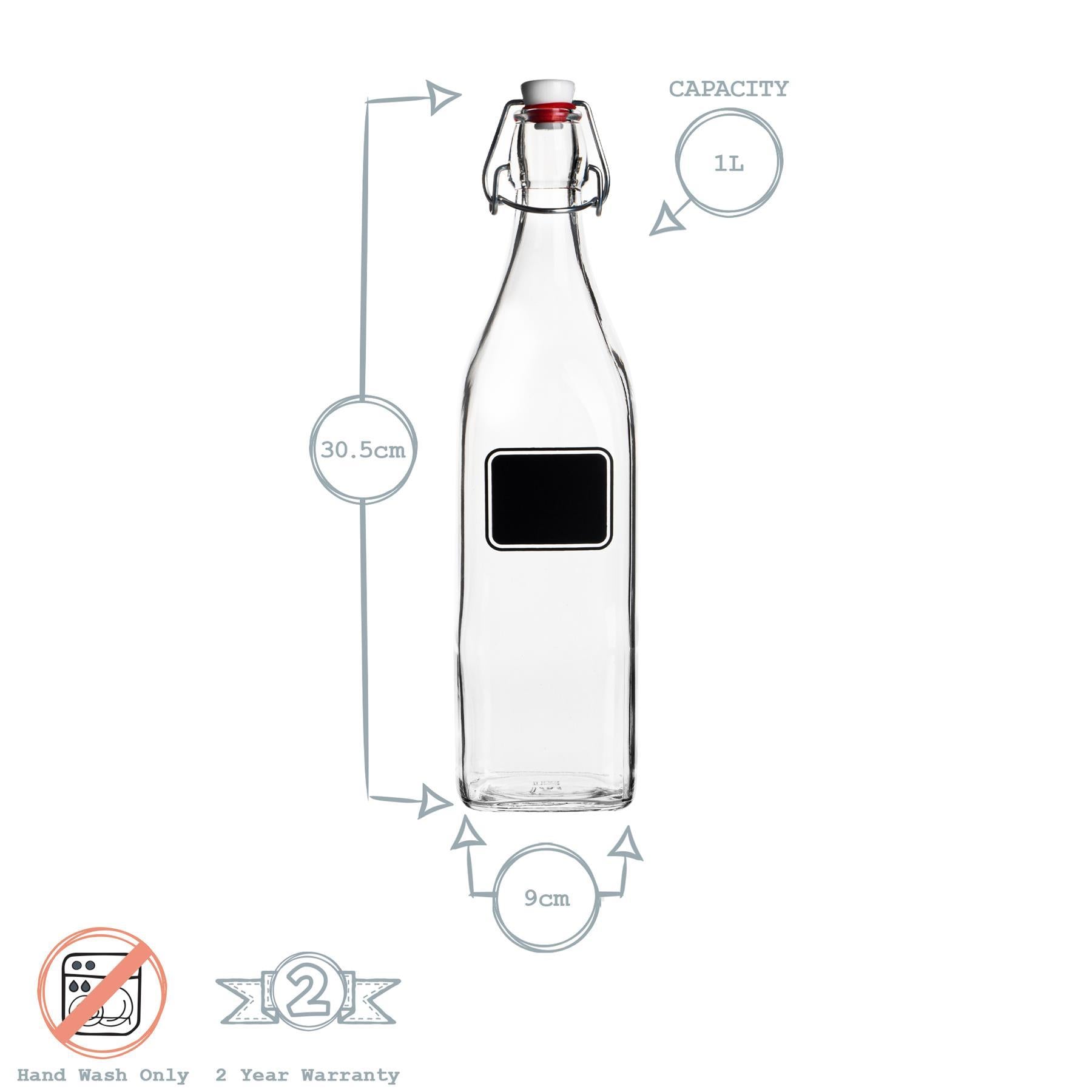 Lavagna Glass Swing Top Bottle with Chalkboard Label - 1L