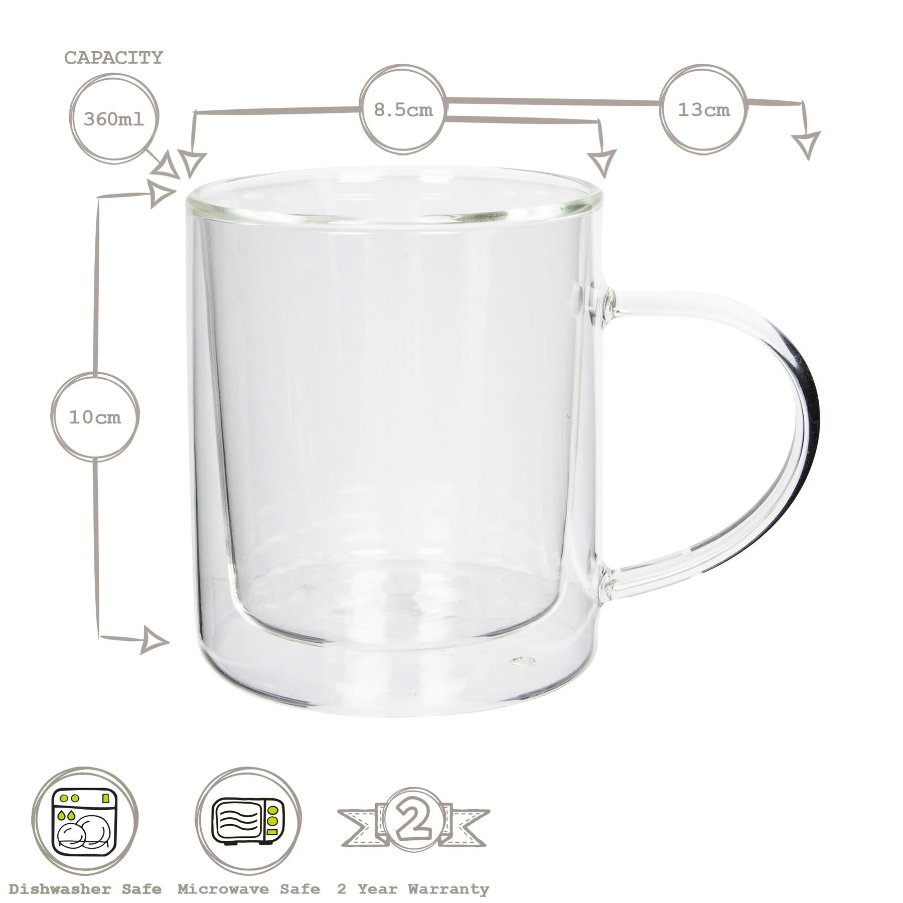 360ml Double-Walled Glass Mug