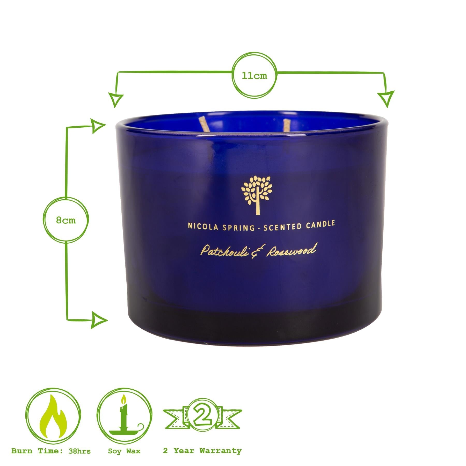 350g Double Wick Patchouli & Rosewood Soy Scented Wax Candle