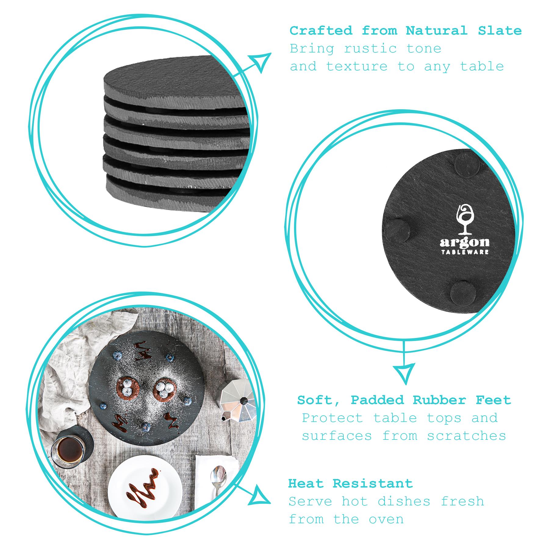 Linea Round Slate Coaster - 10cm