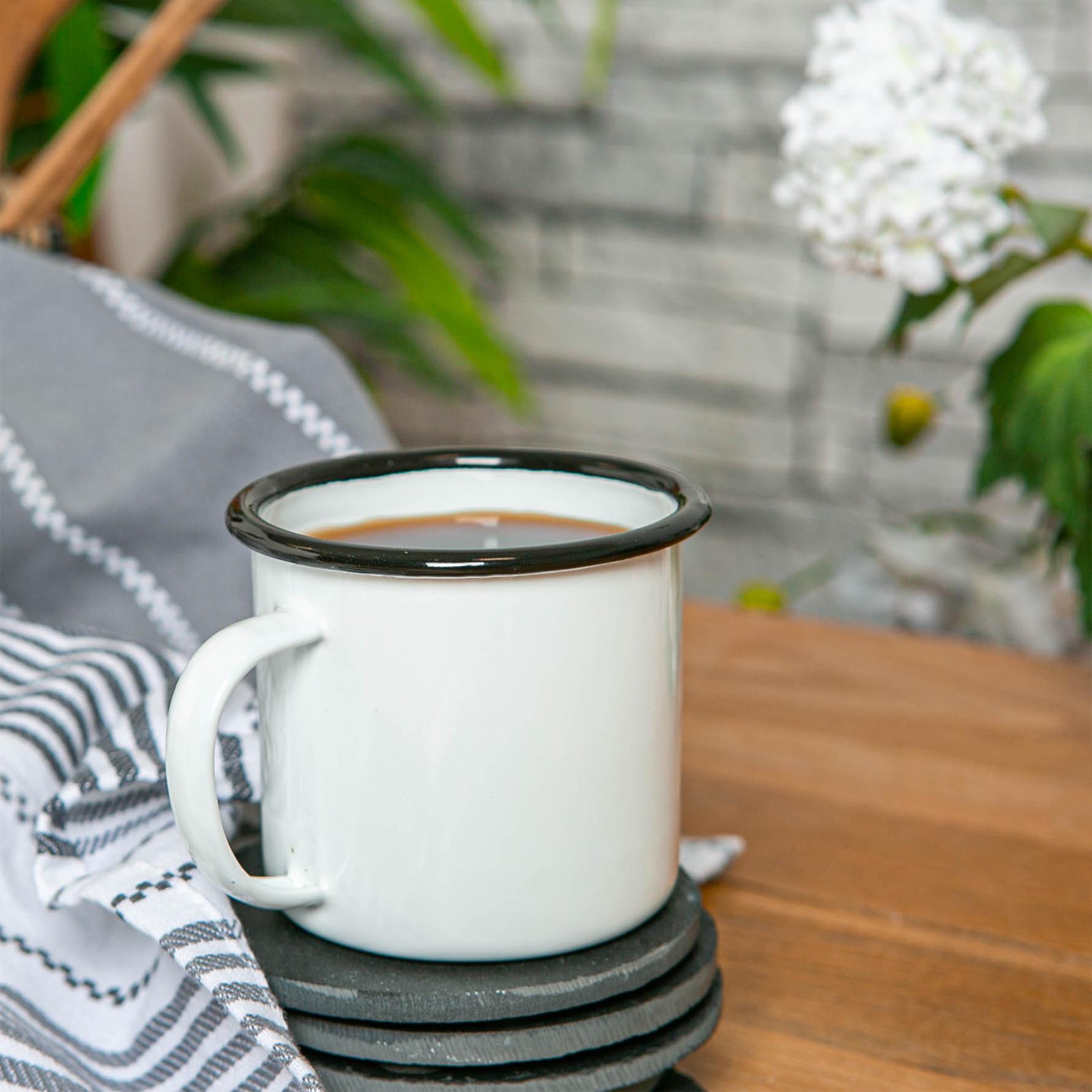 White Enamel Mug - 375ml - Black