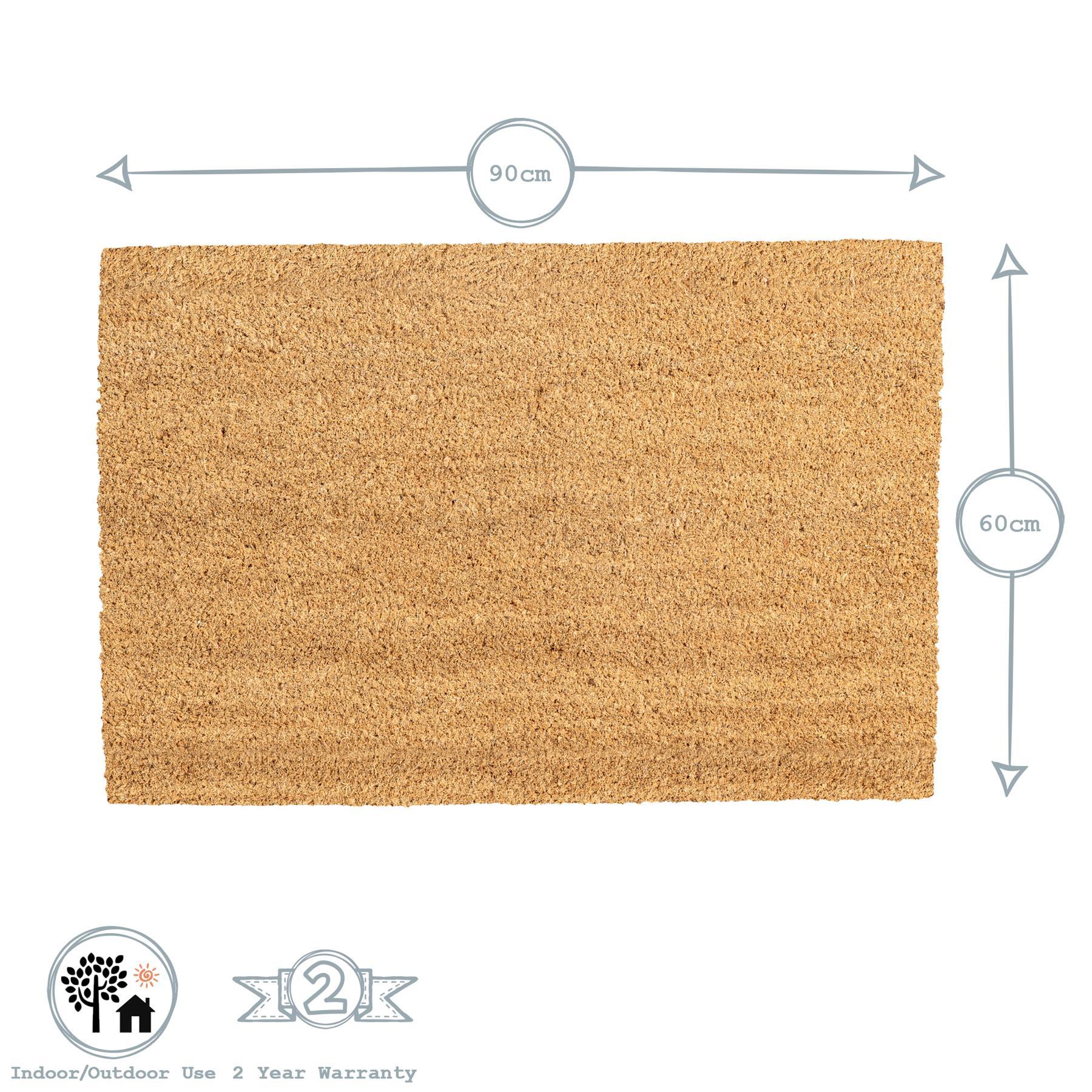 Nicola Spring Non-Slip Coir Door Mat - 90 x 60cm - Stag Dimensions