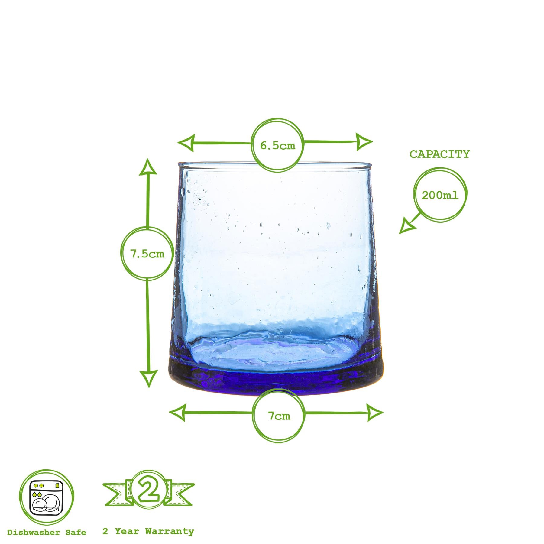 Merzouga Recycled Tumbler Glass - 200ml - Blue
