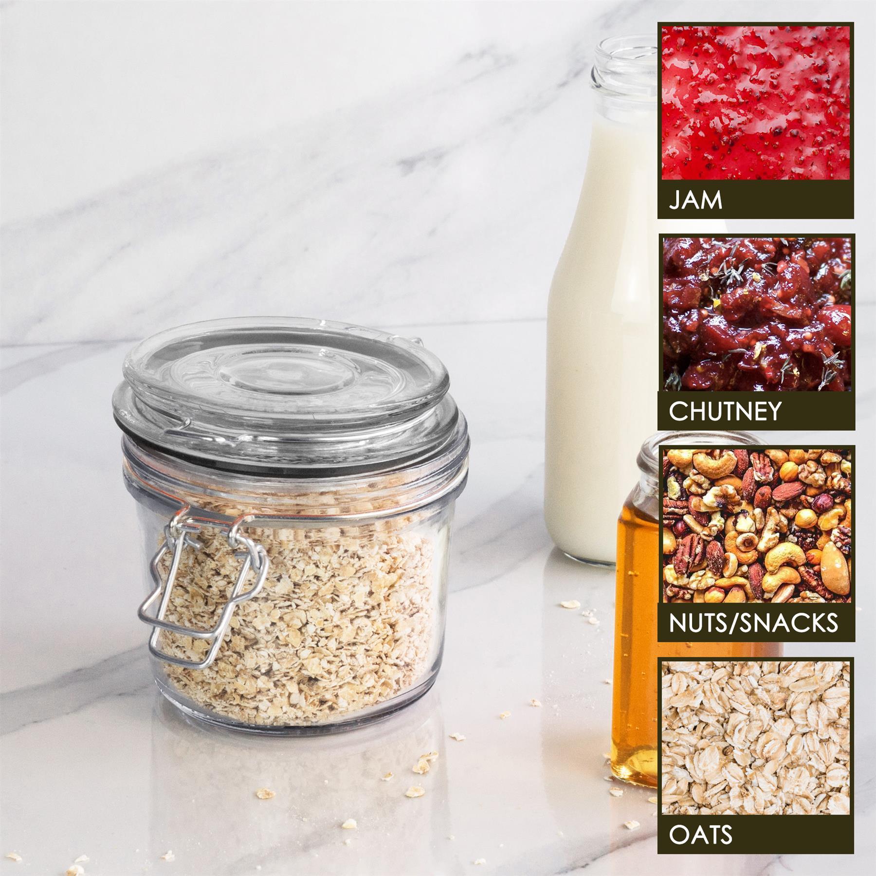 Glass Storage Jar - 350ml - Black Seal
