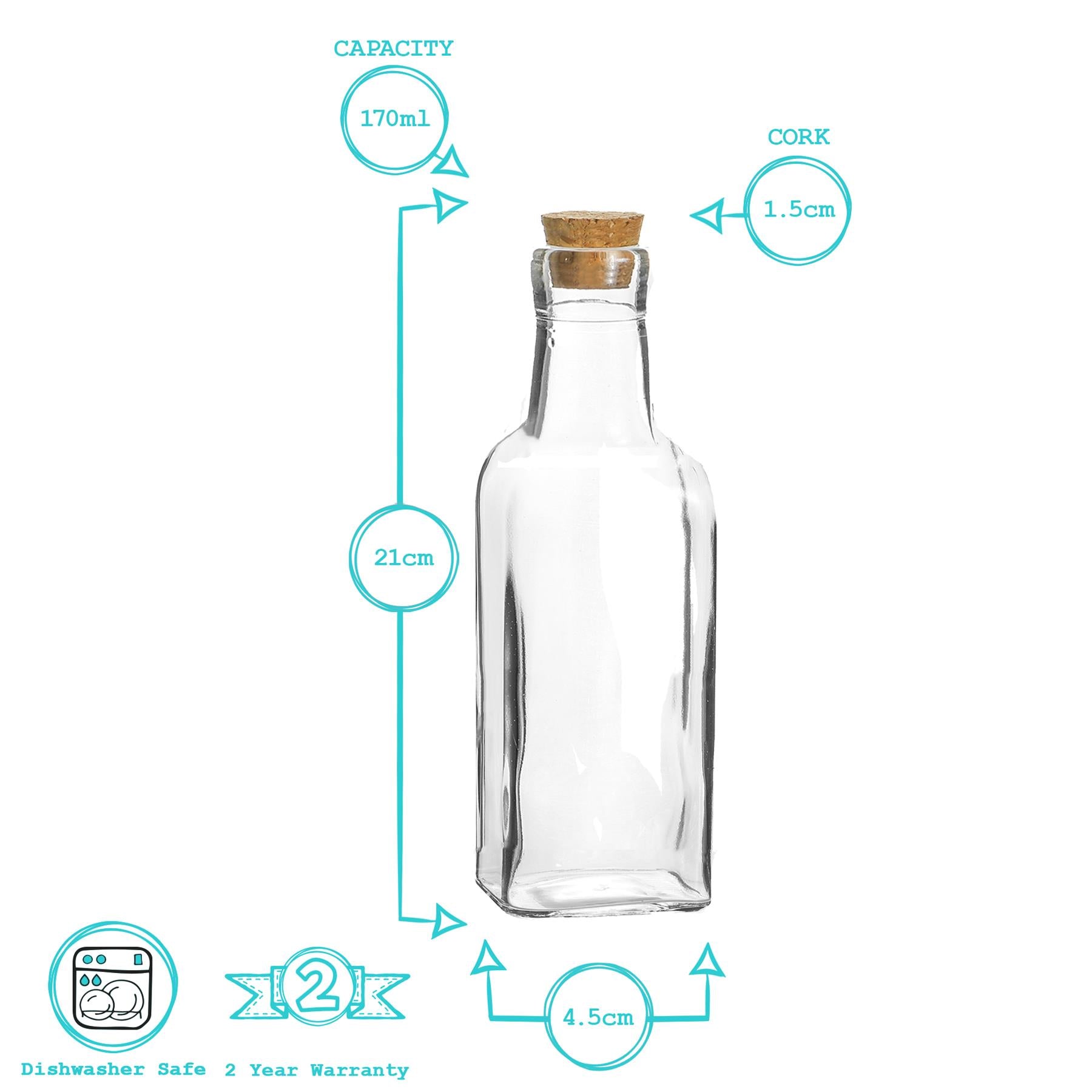 Olive Oil Pourer Bottle with Cork Lid - 170ml