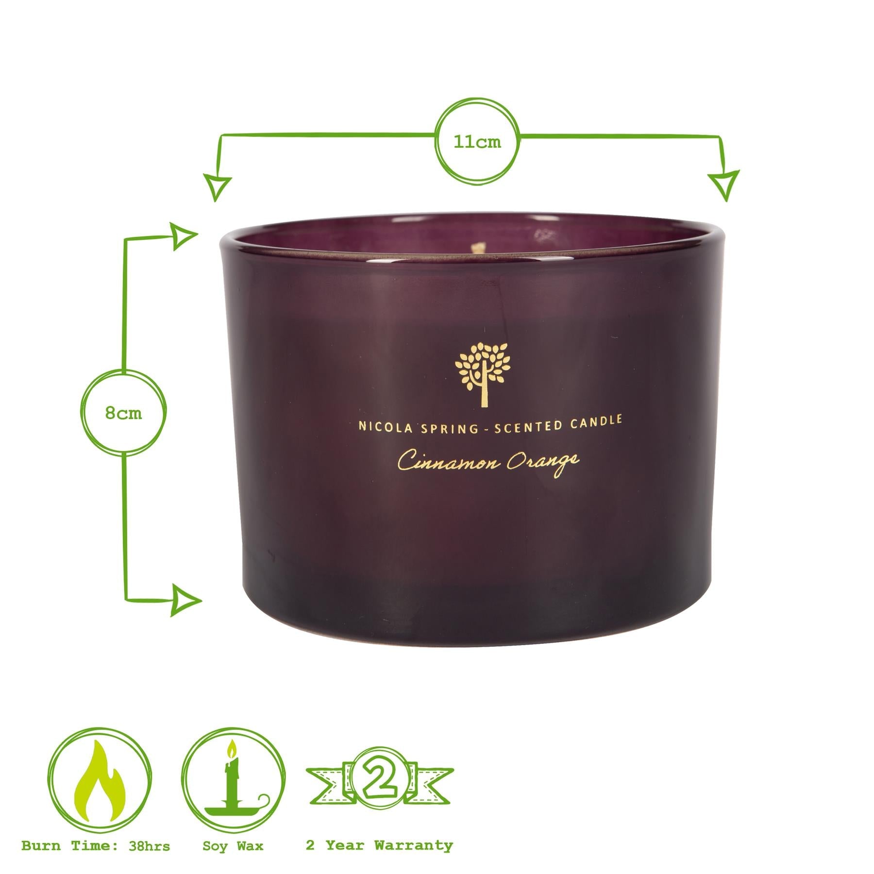 350g Double Wick Cinnamon Orange Soy Scented Wax Candle