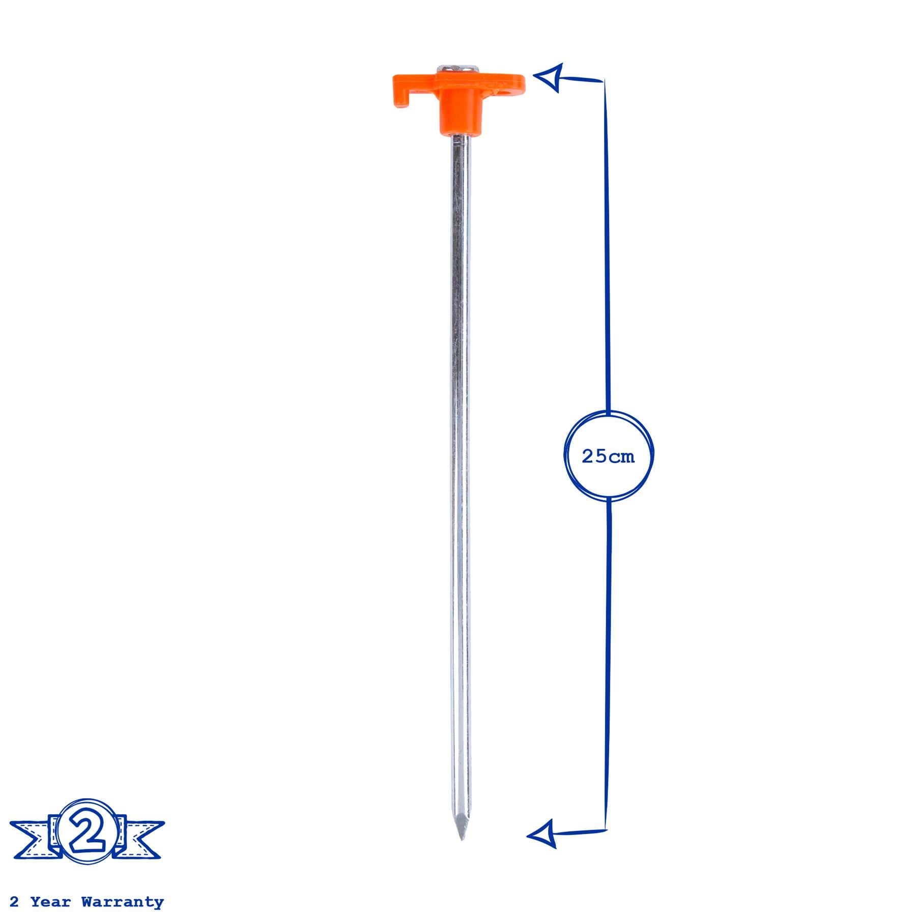 Red 25cm Forged Steel Tent Pegs - Pack of 8