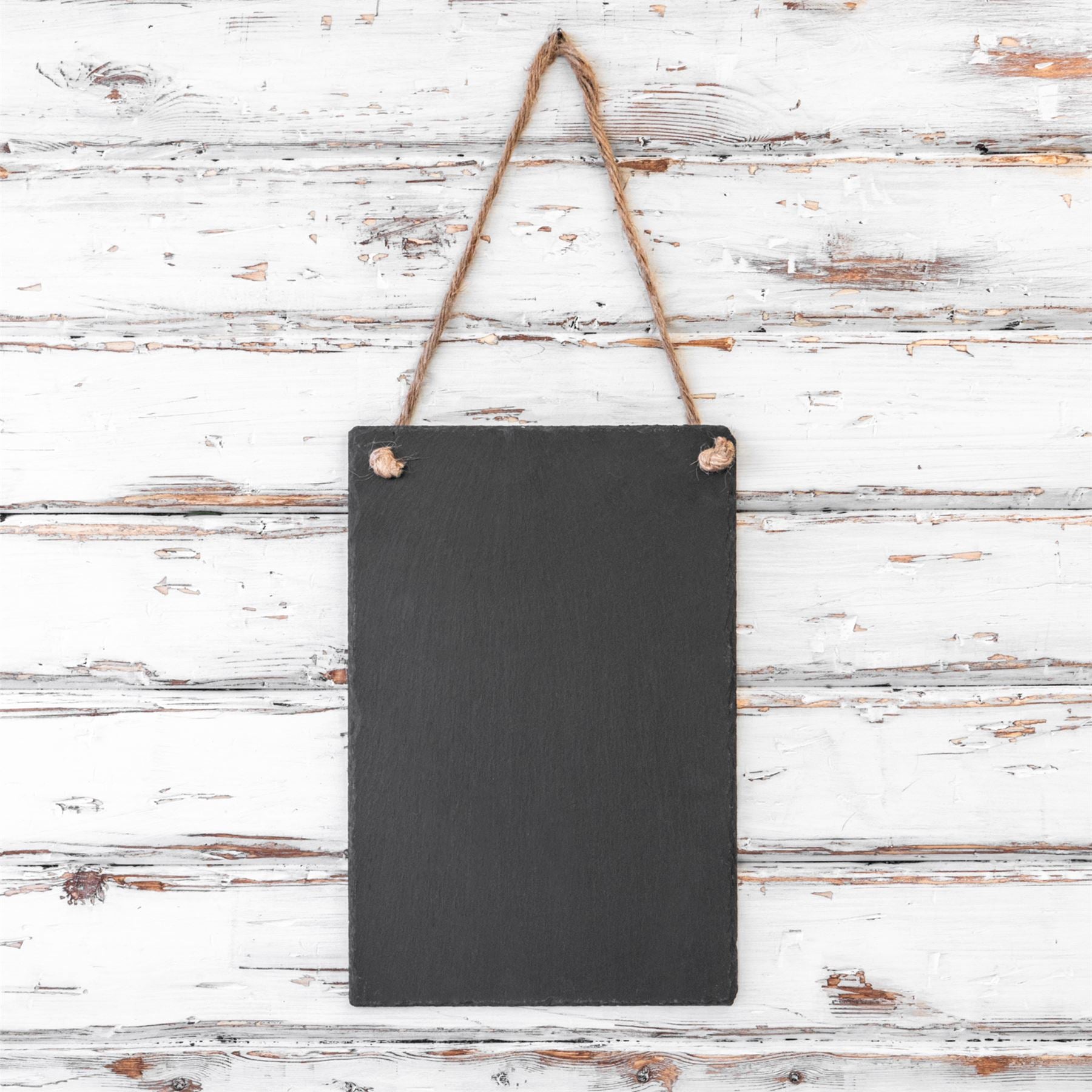 Slate Hanging Notice Chalk Board - 20 x 30cm - Grey