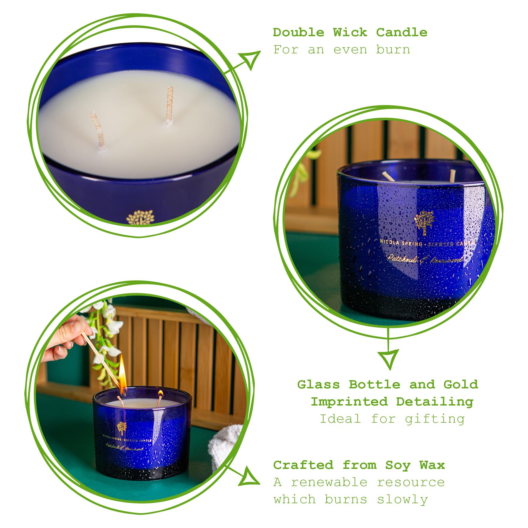 350g Double Wick Patchouli & Rosewood Soy Scented Wax Candle