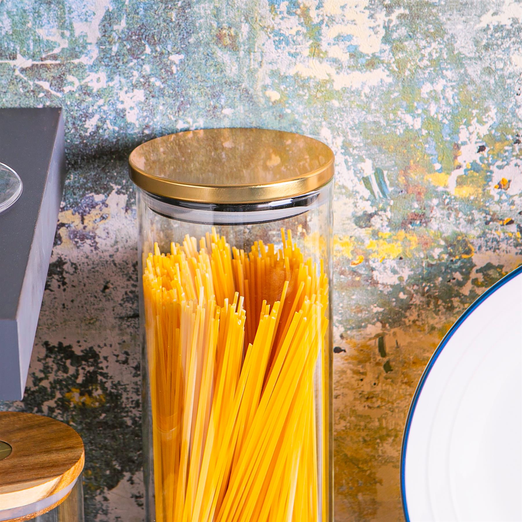 Glass Storage Jar with Metal Lid - 2 Litre - Gold