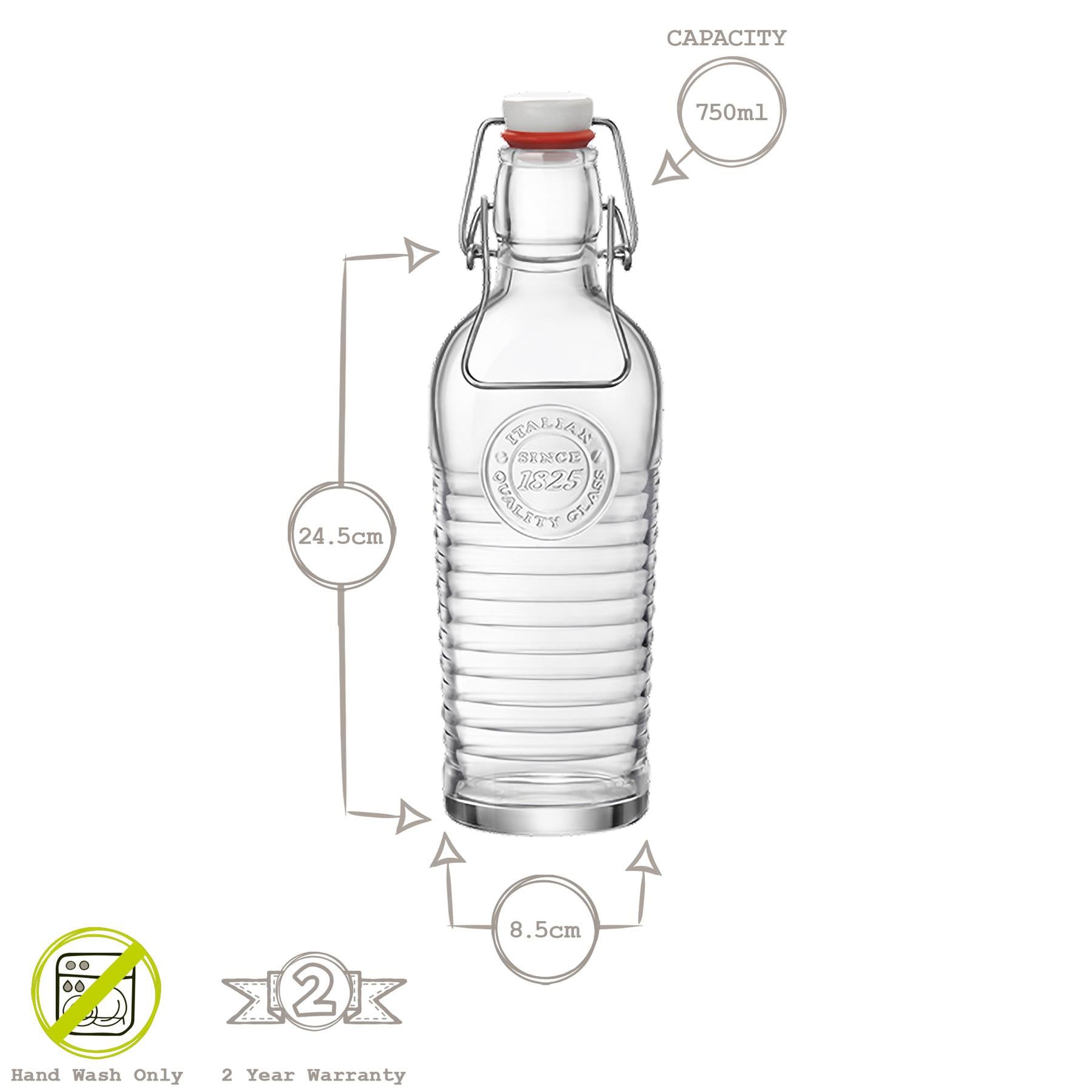 Officina Bottle with Swing Top - 750ml - Clear