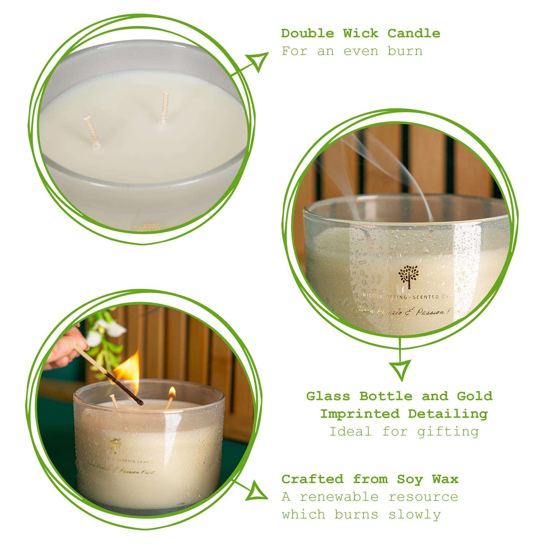 350g Double Wick Green Pomelo & Passion Fruit Soy Scented Wax Candle