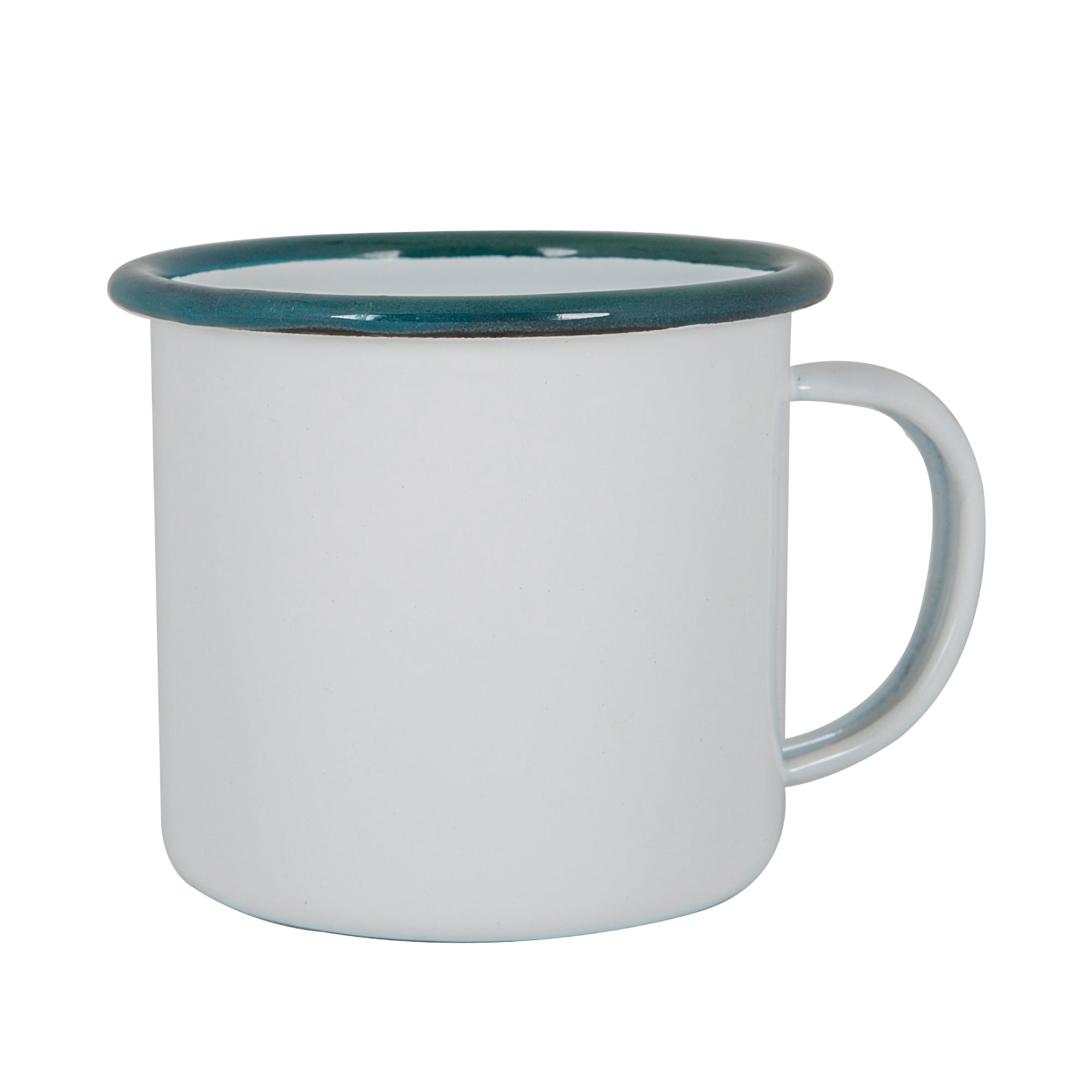 White Enamel Mug - 375ml - Green