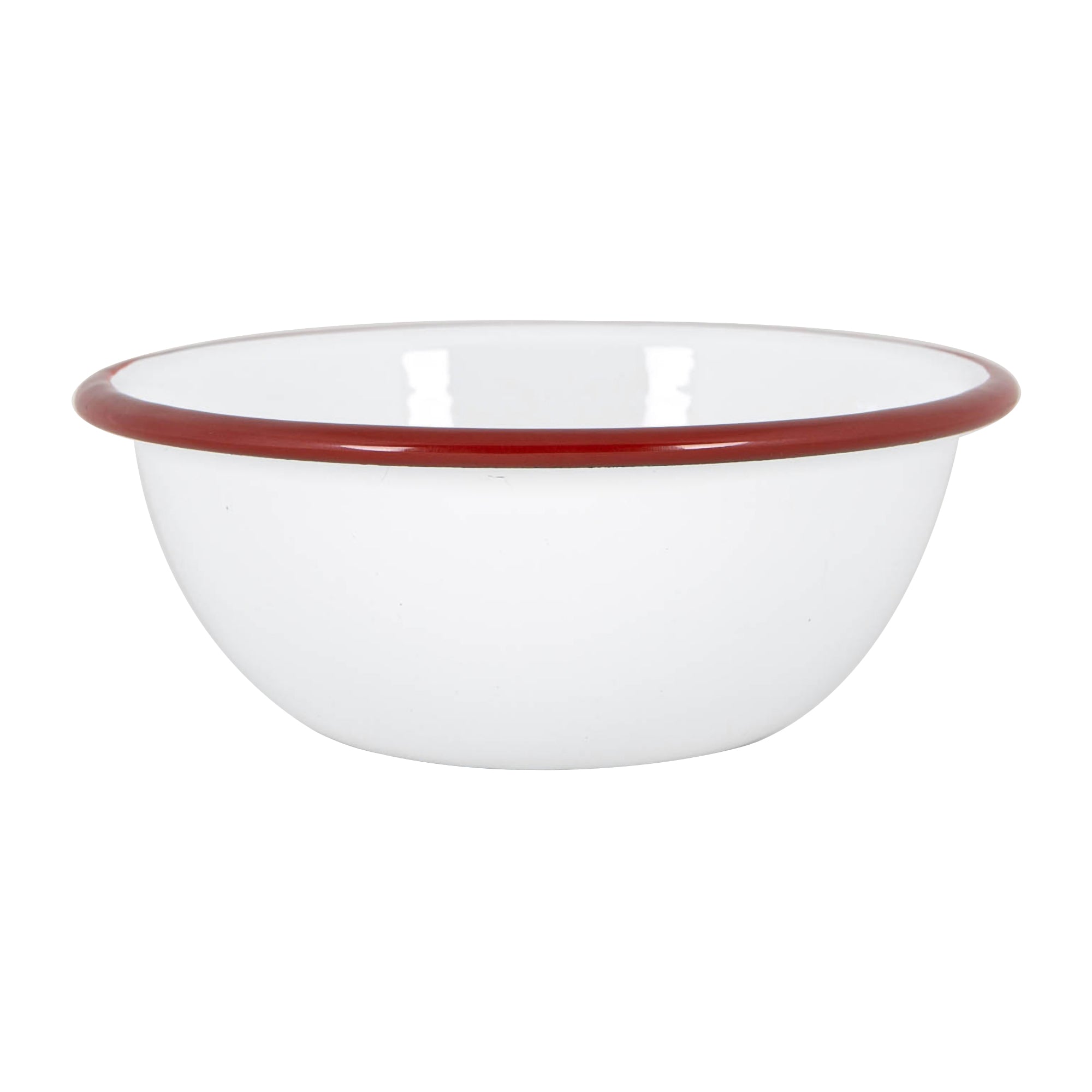 Argon Tableware White Enamel Bowl - 16cm - Red