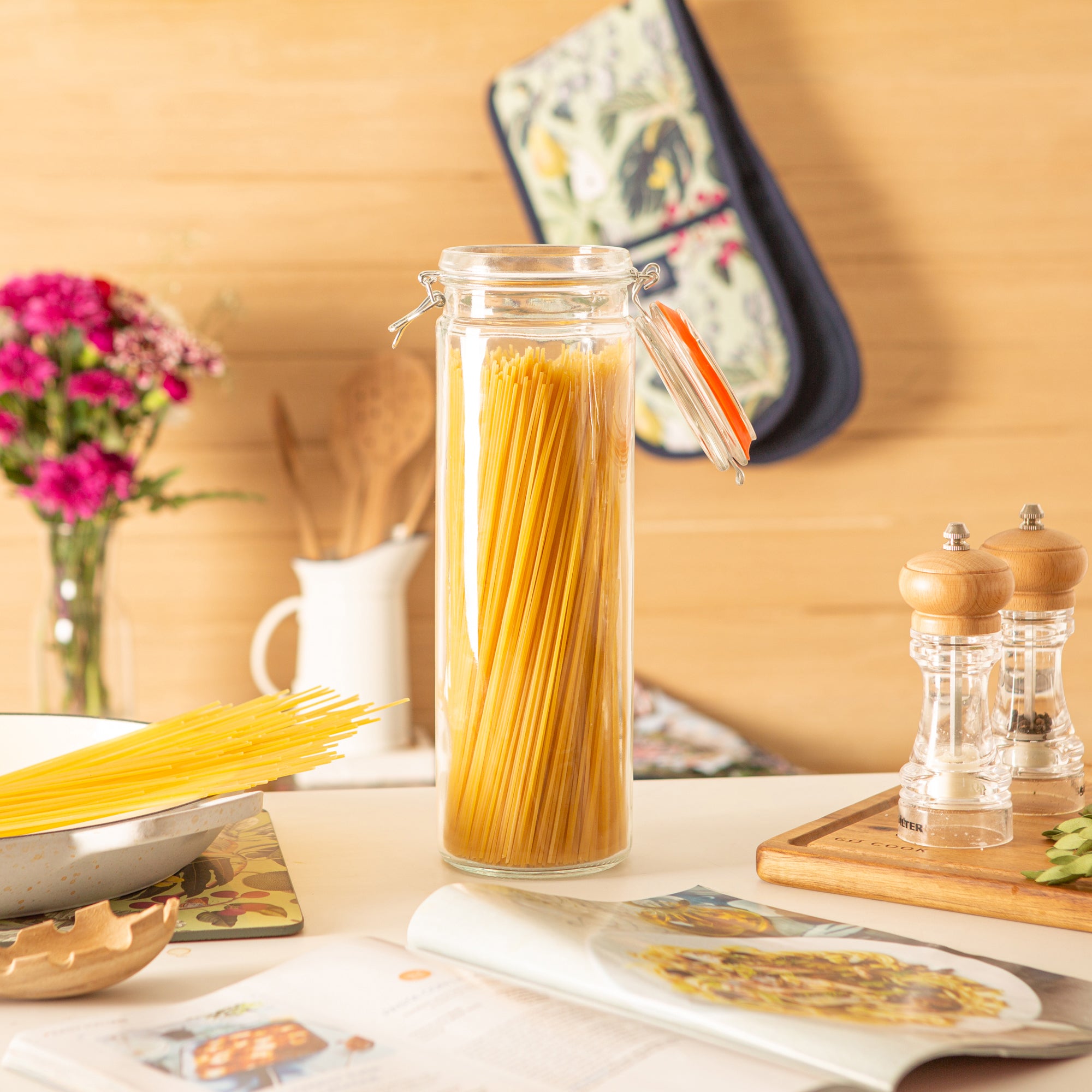 Glass Spaghetti Jar - 2 Litre - Orange Seal