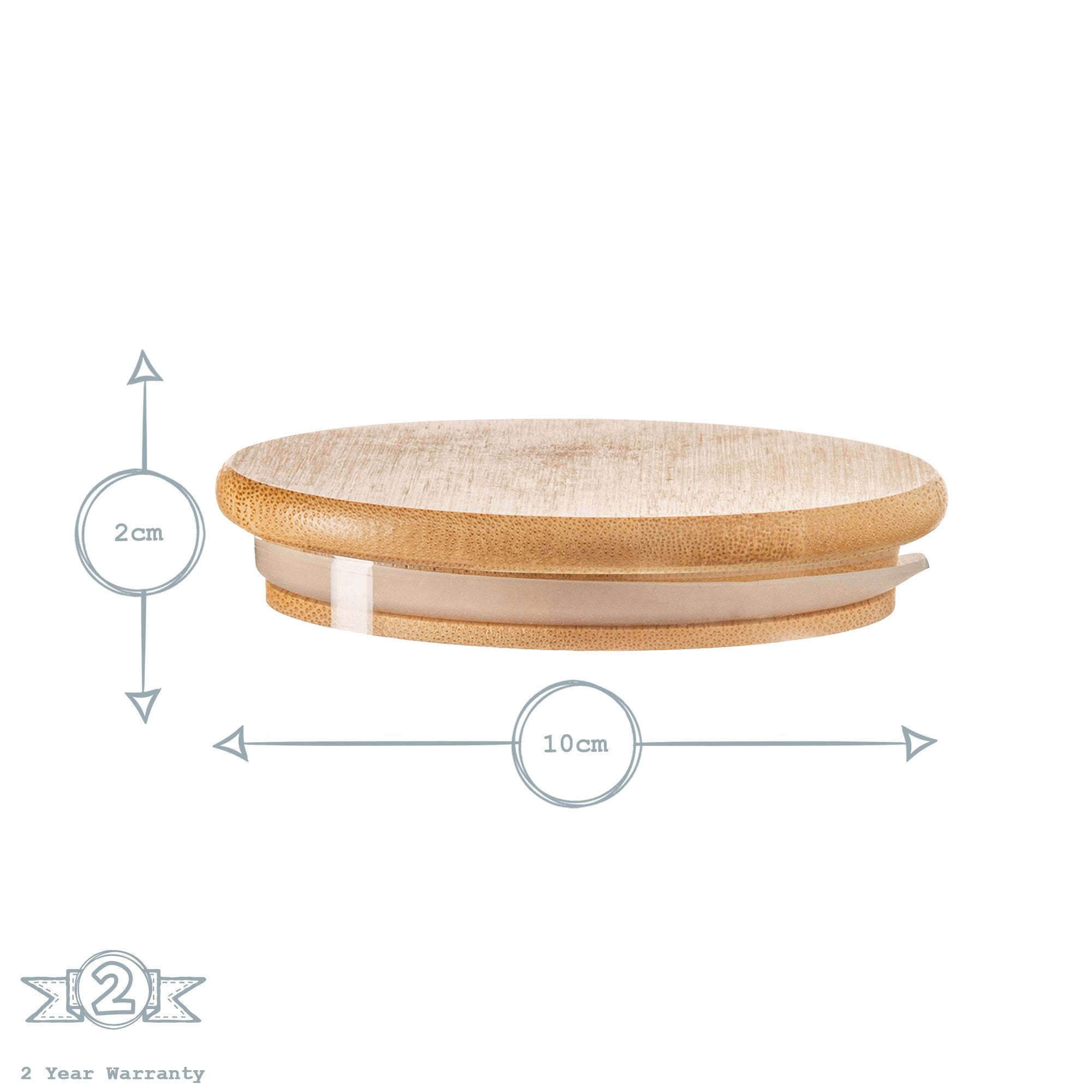 Plain Wood Scandi Storage Jar Lid - 10cm
