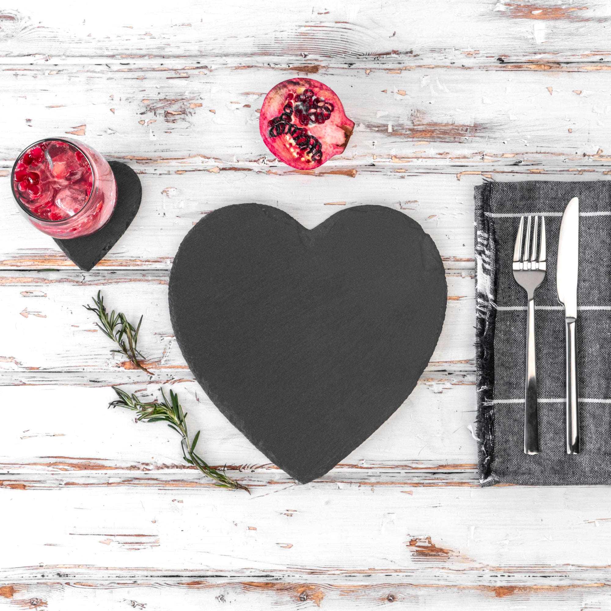 Heart Natural Slate Placemat - 25cm x 25cm