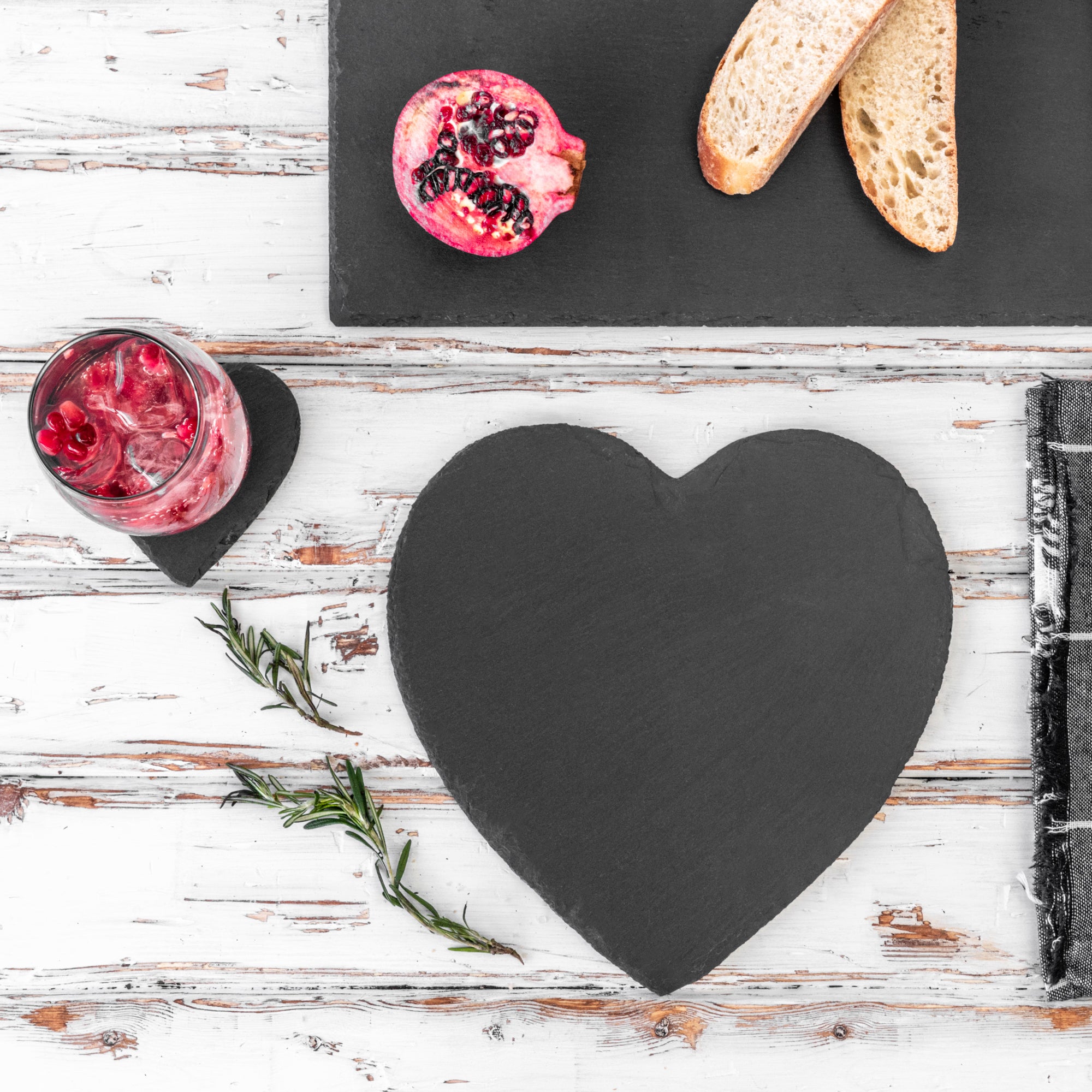 Heart Natural Slate Coaster - 10cm