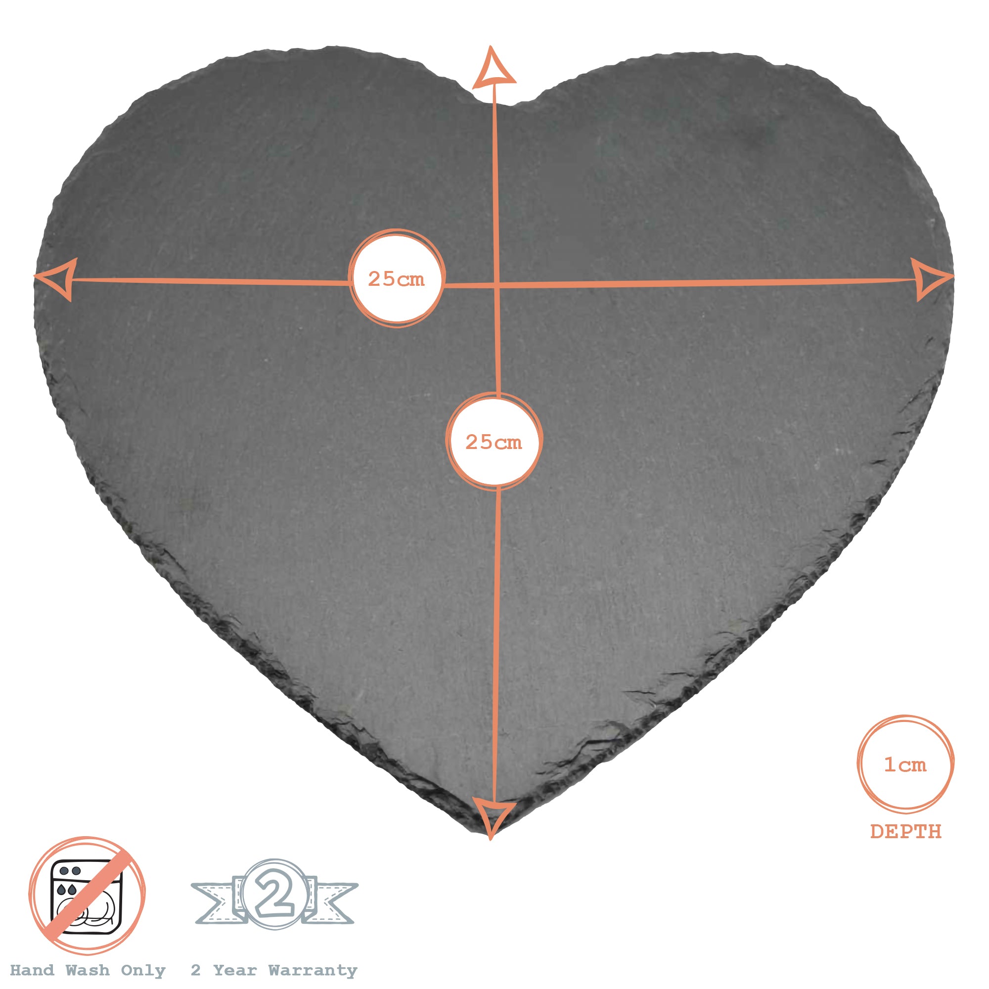 Heart Natural Slate Placemat - 25cm x 25cm