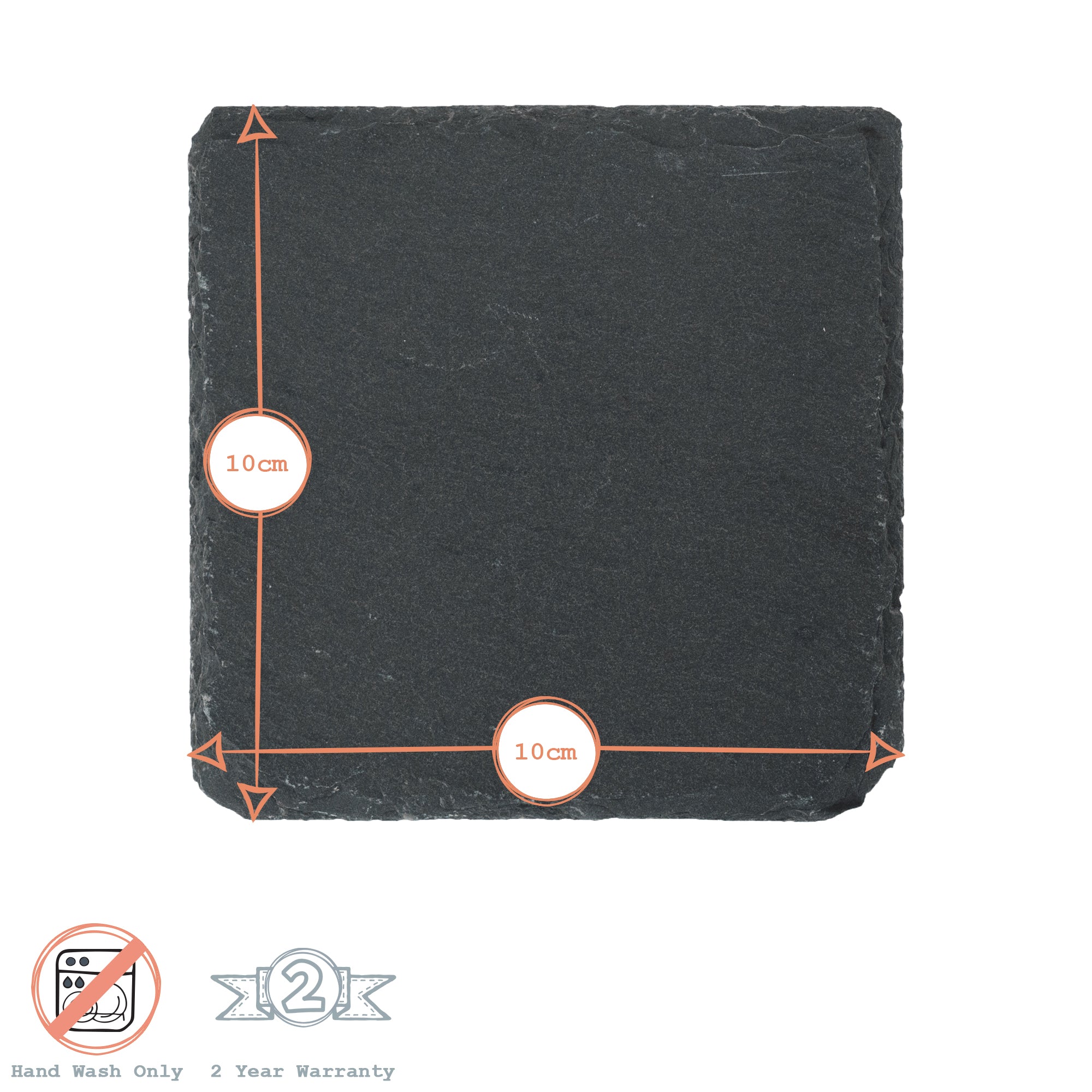 Square Natural Slate Coaster - 10cm