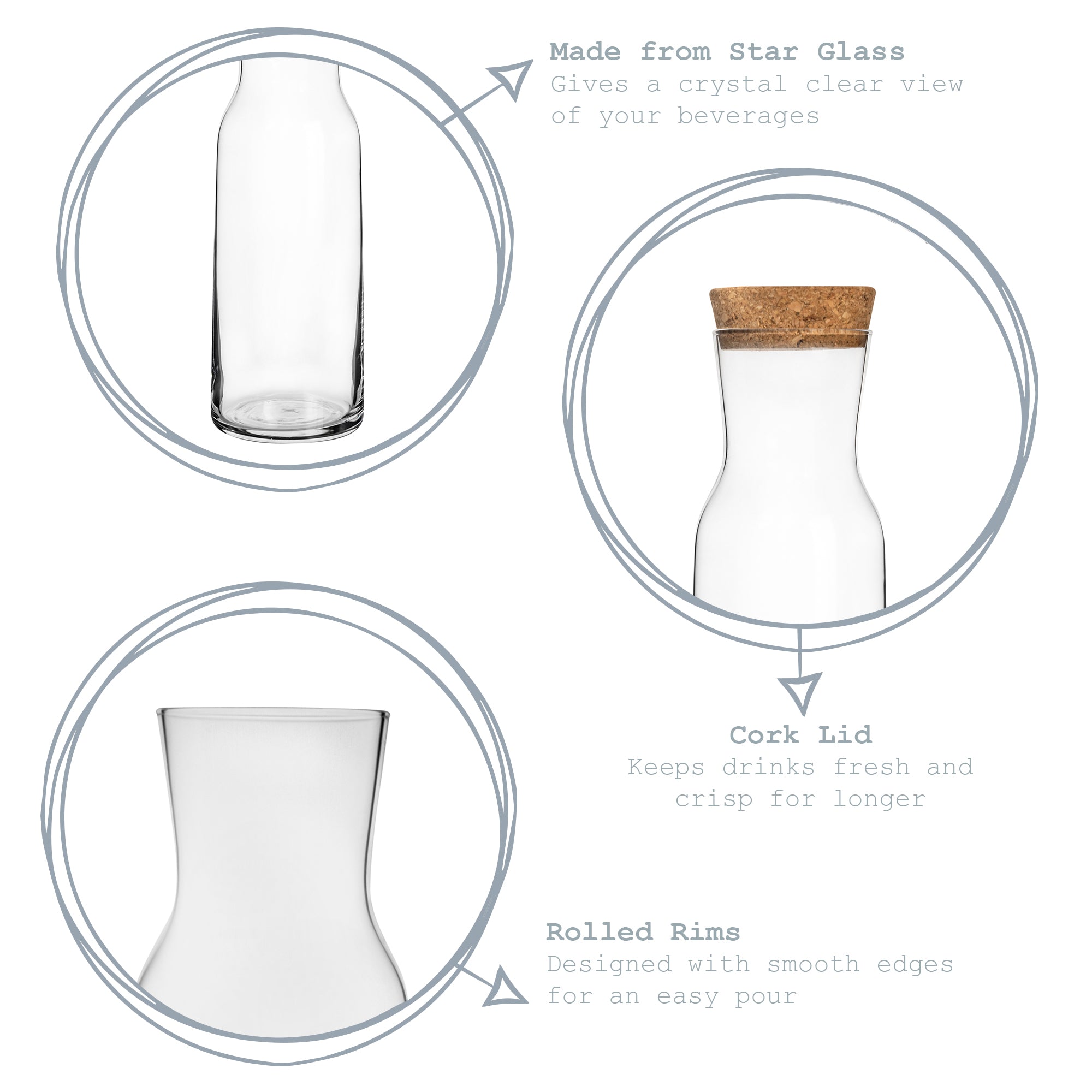 Aquaria Jug 1.1L with Cork Lid