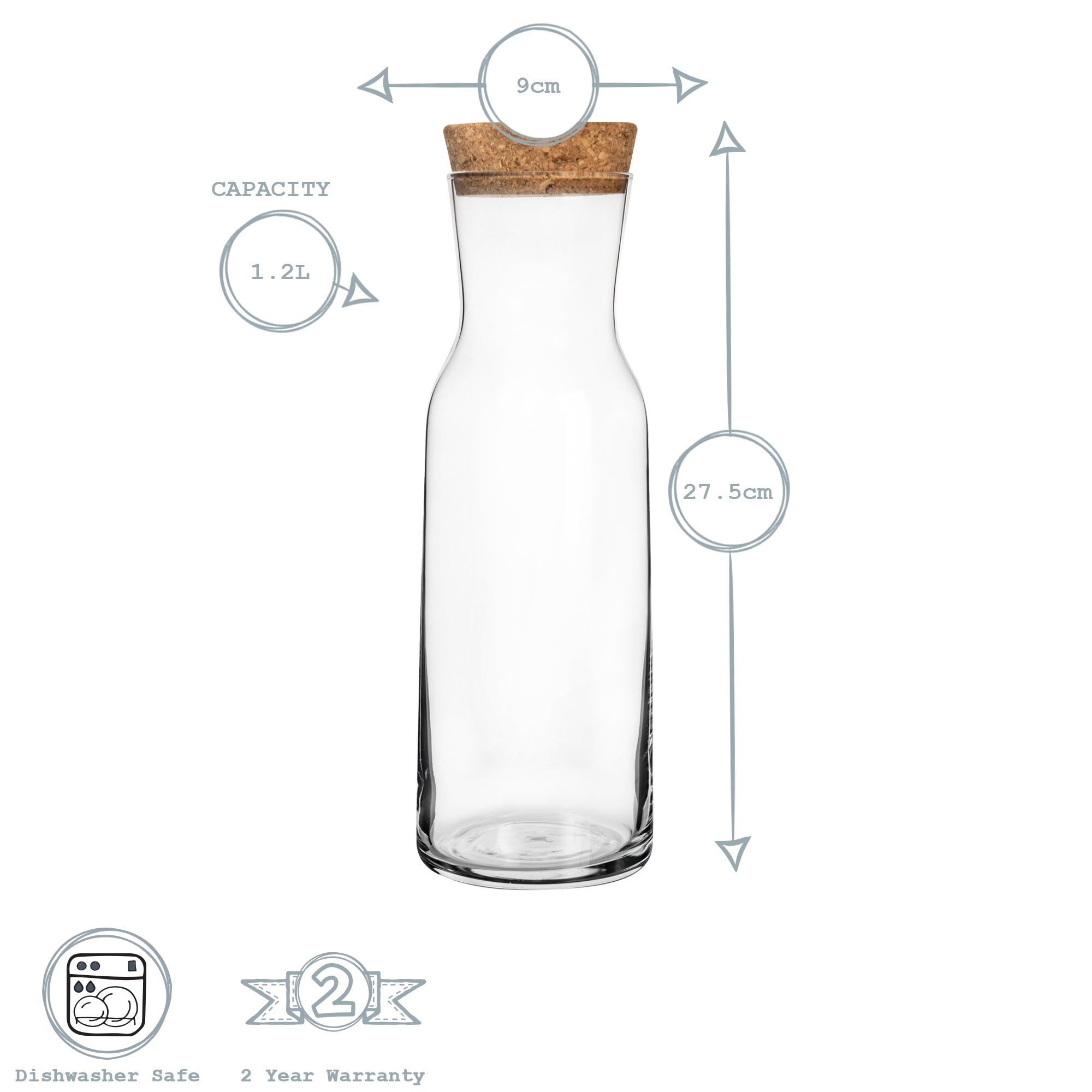 Aquaria Jug 1.1L with Cork Lid