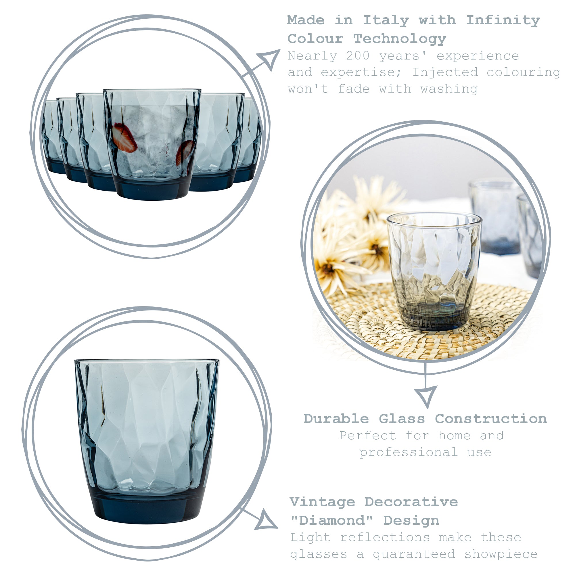 Diamond Water Tumbler - 300ml - Ocean Blue