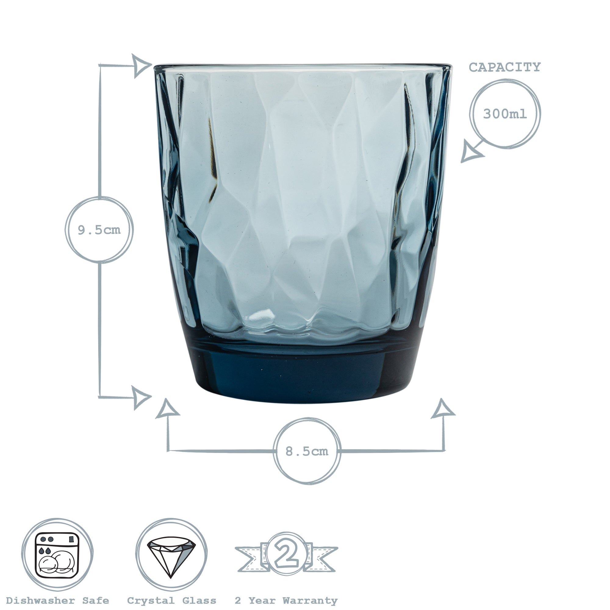 Diamond Water Tumbler - 300ml - Ocean Blue