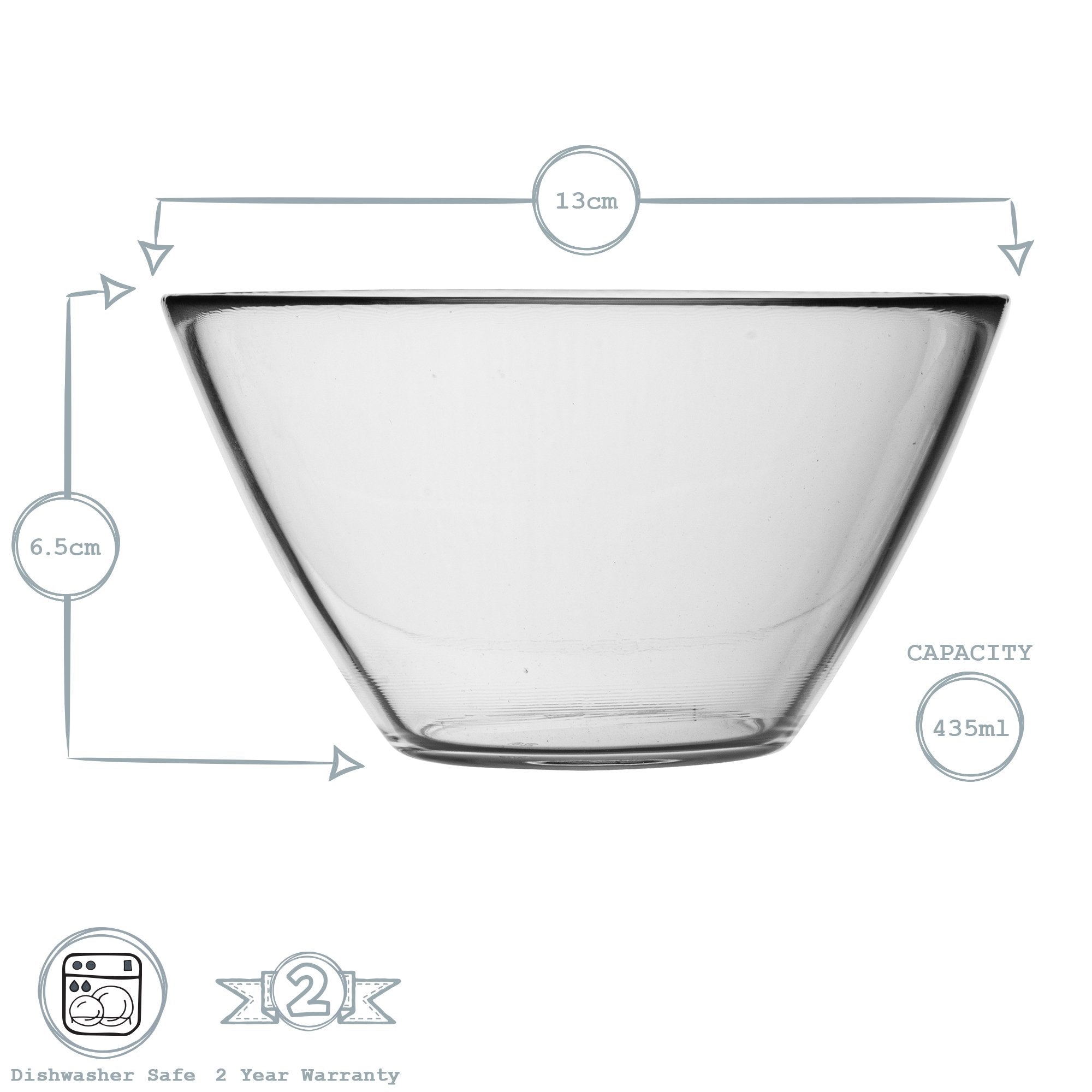 Basic Glass Kitchen Mixing Bowl - 13cm