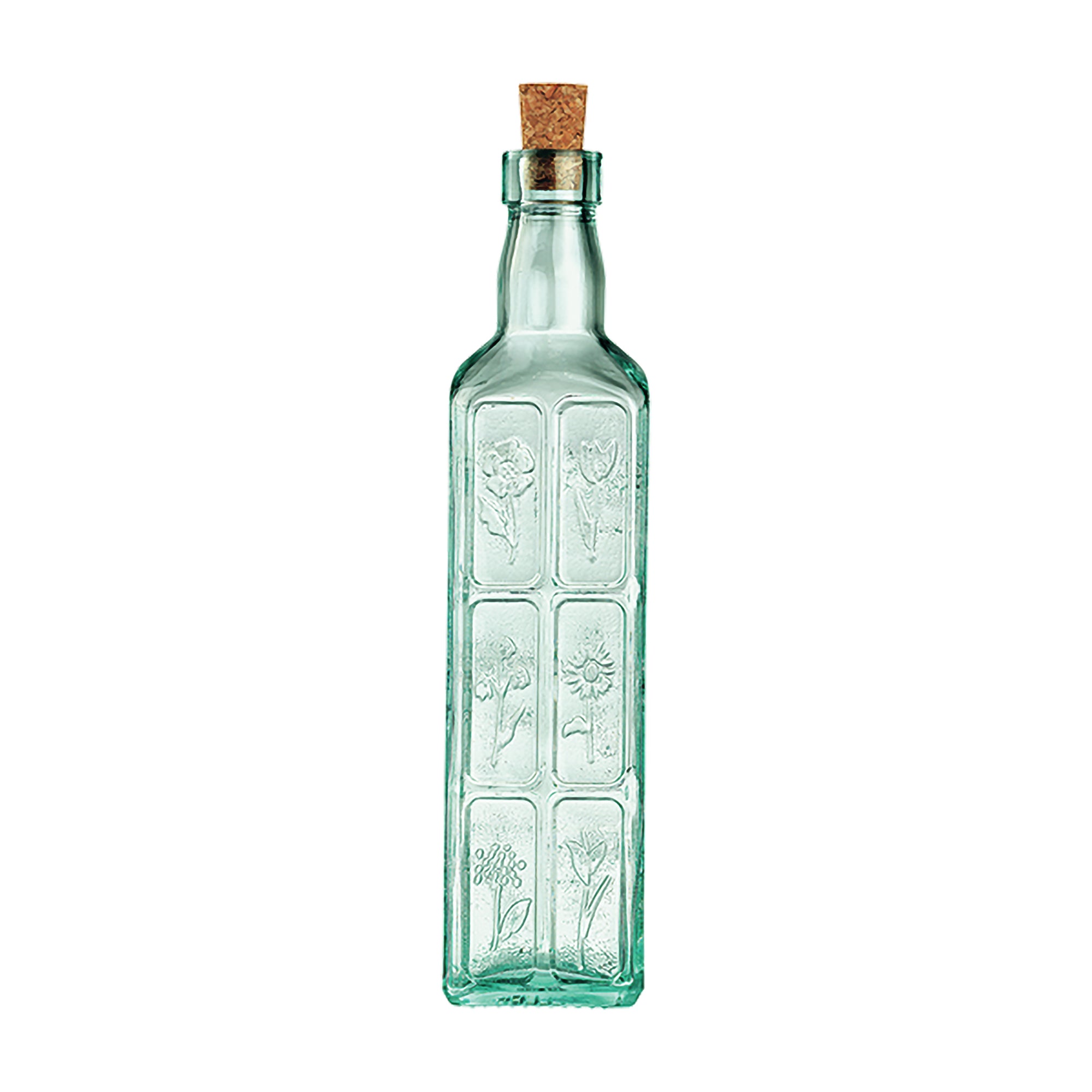 Bormioli Rocco Country Home Fiori Olive Oil Bottle with Cork Lid - 500ml - Clear