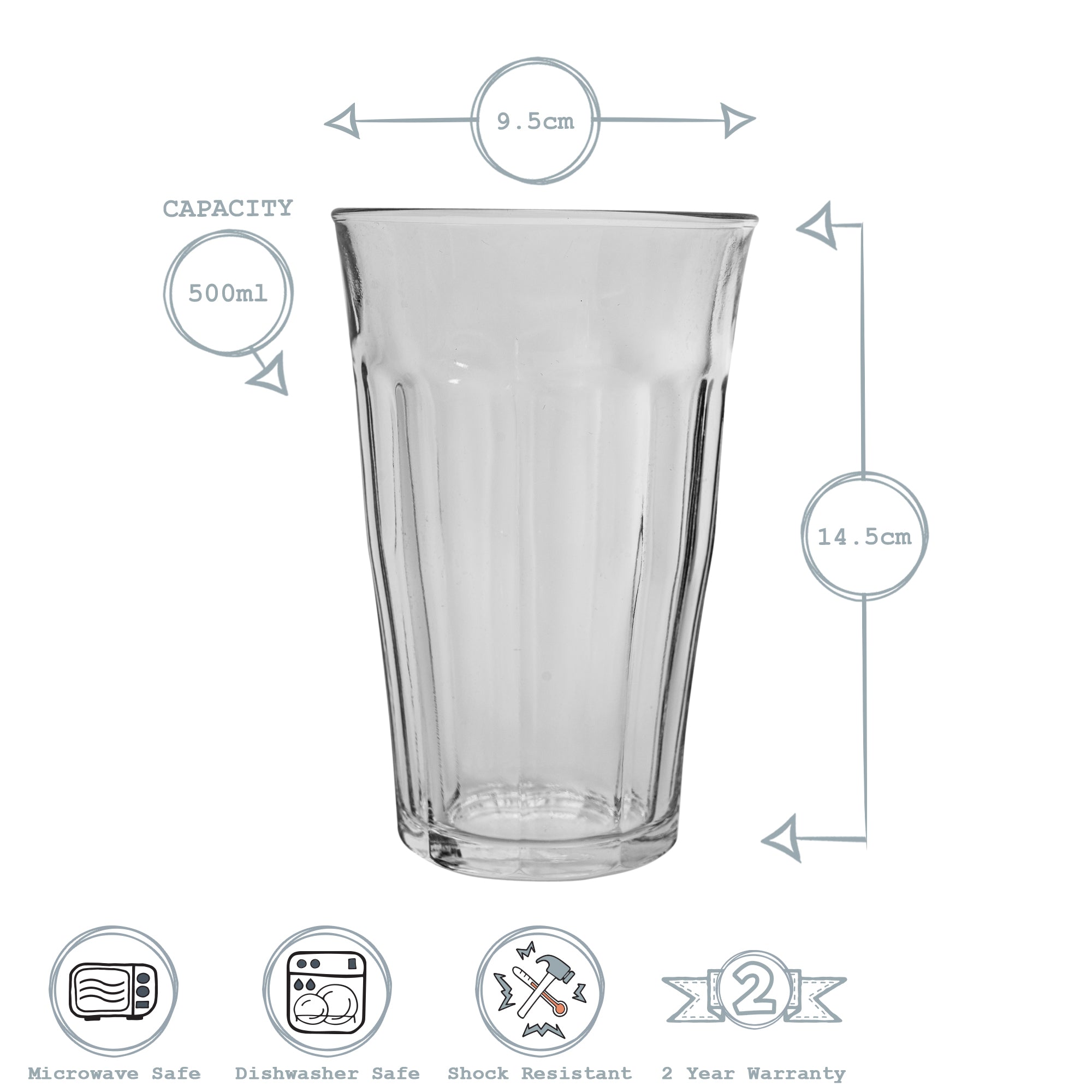 Picardie Tumbler - 500ml - Clear