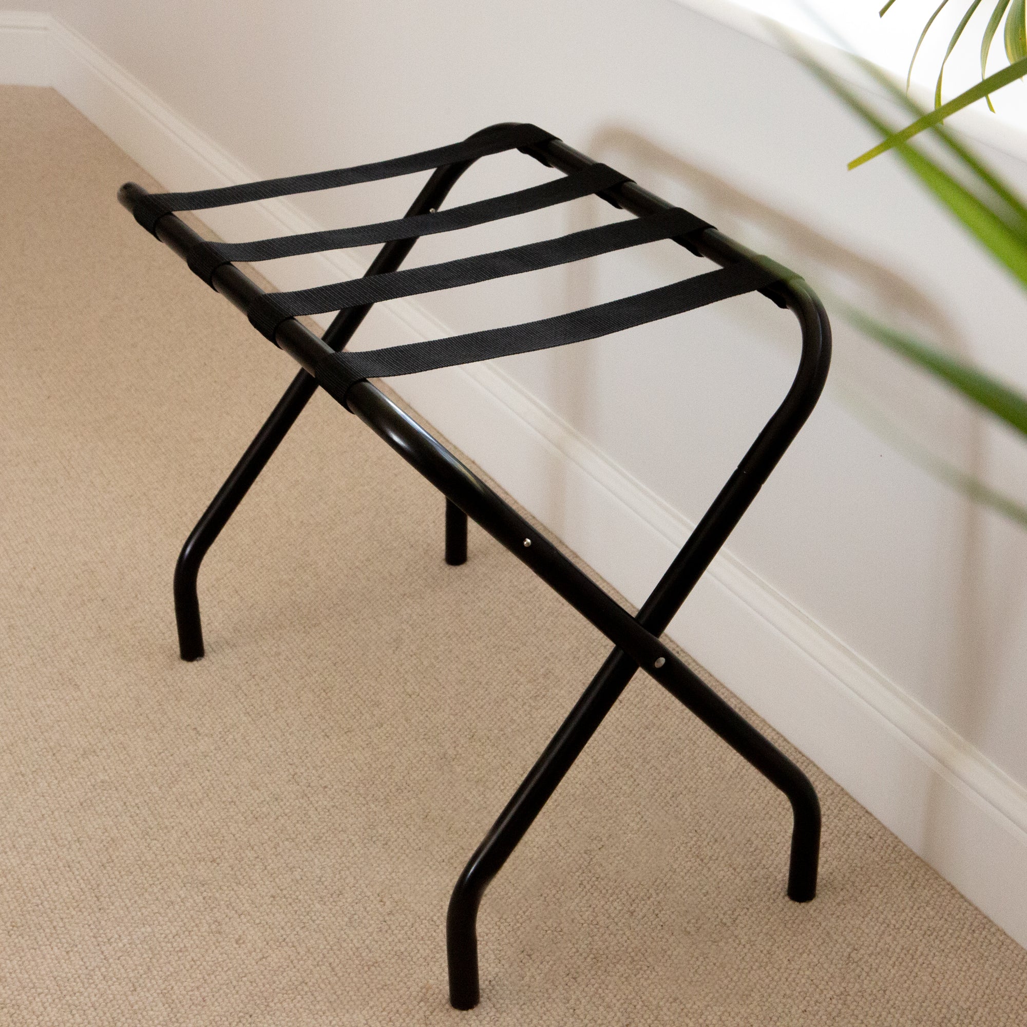 Folding Metal Luggage Rack - Black