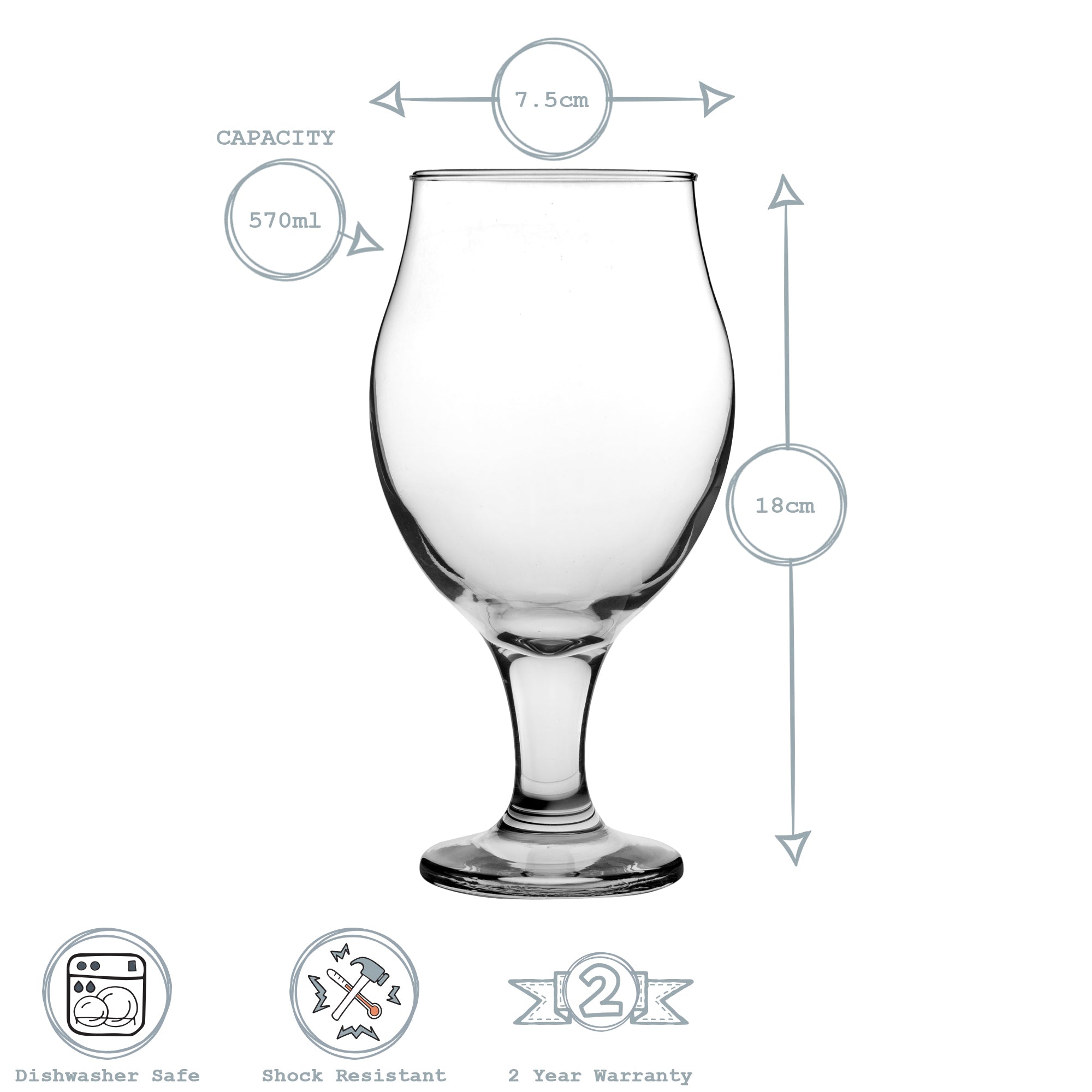 Angelina Tulip Beer Glass - 570ml