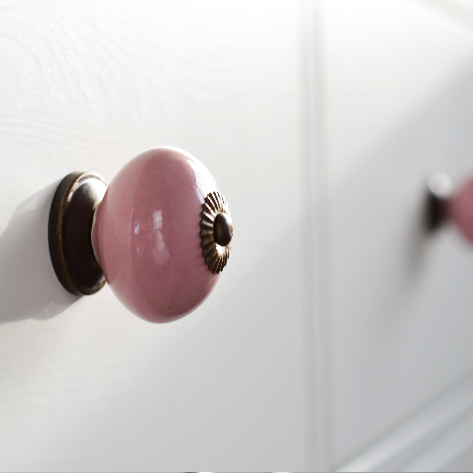 Round Ceramic Drawer Knob - Pink