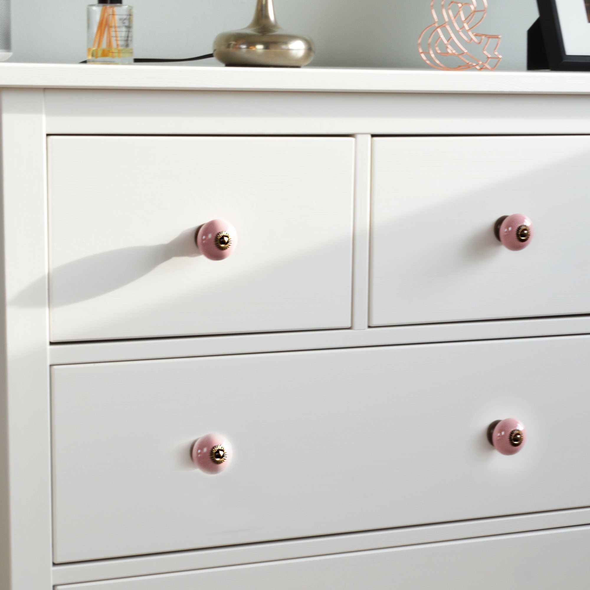 Round Ceramic Drawer Knob - Pink