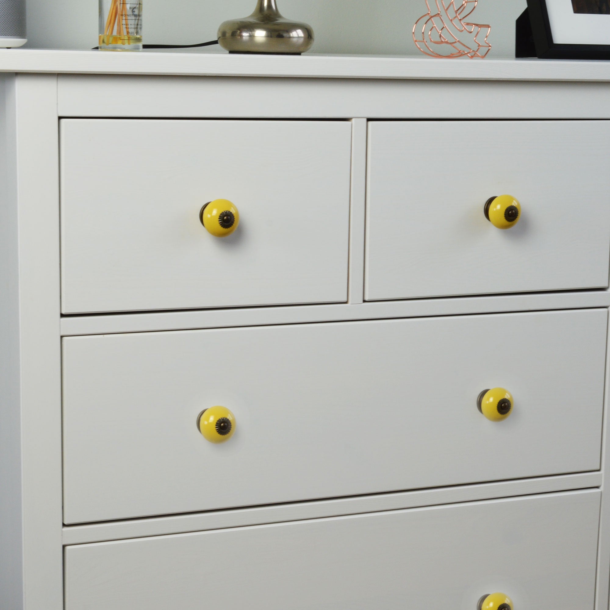 Round Ceramic Drawer Knob - Yellow