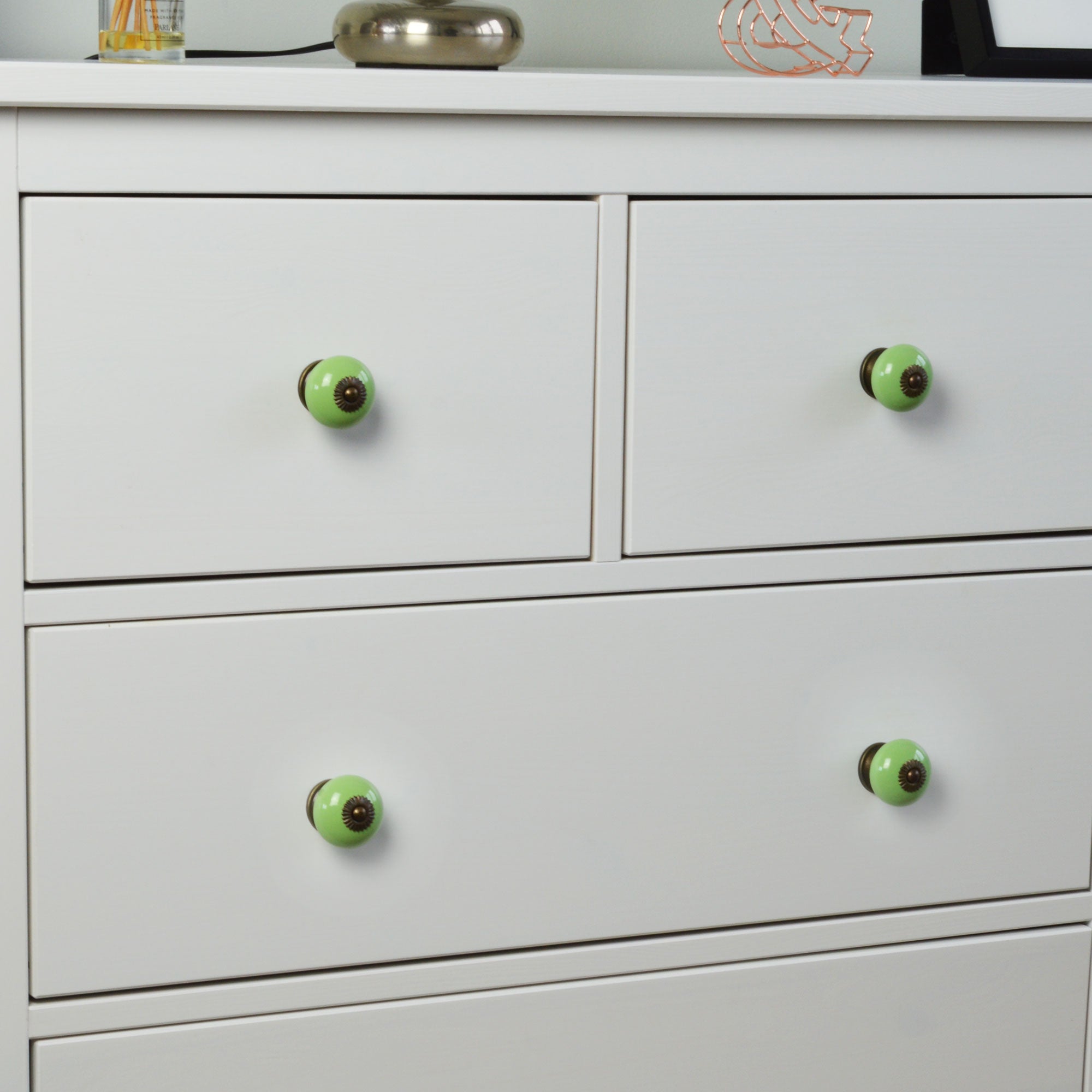 Round Ceramic Drawer Knob - Green