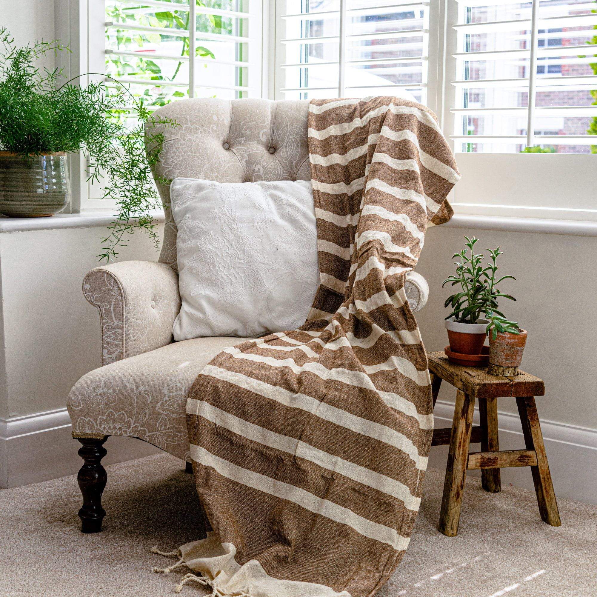 Turkish Beach Towel - Mocha Stripe