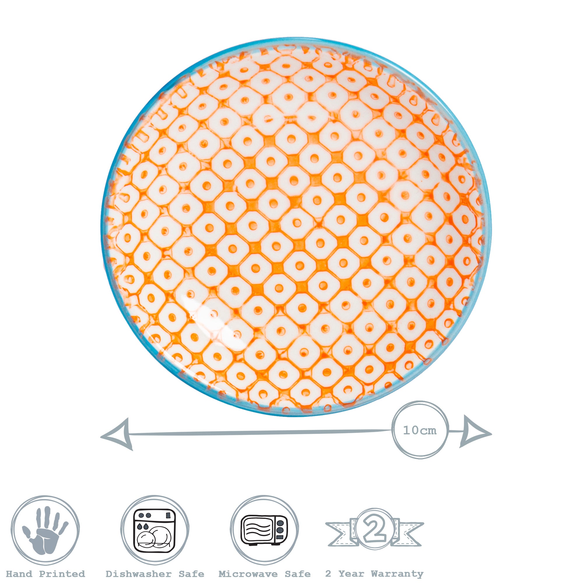 Hand-Printed Sauce Dish - 10cm - Orange