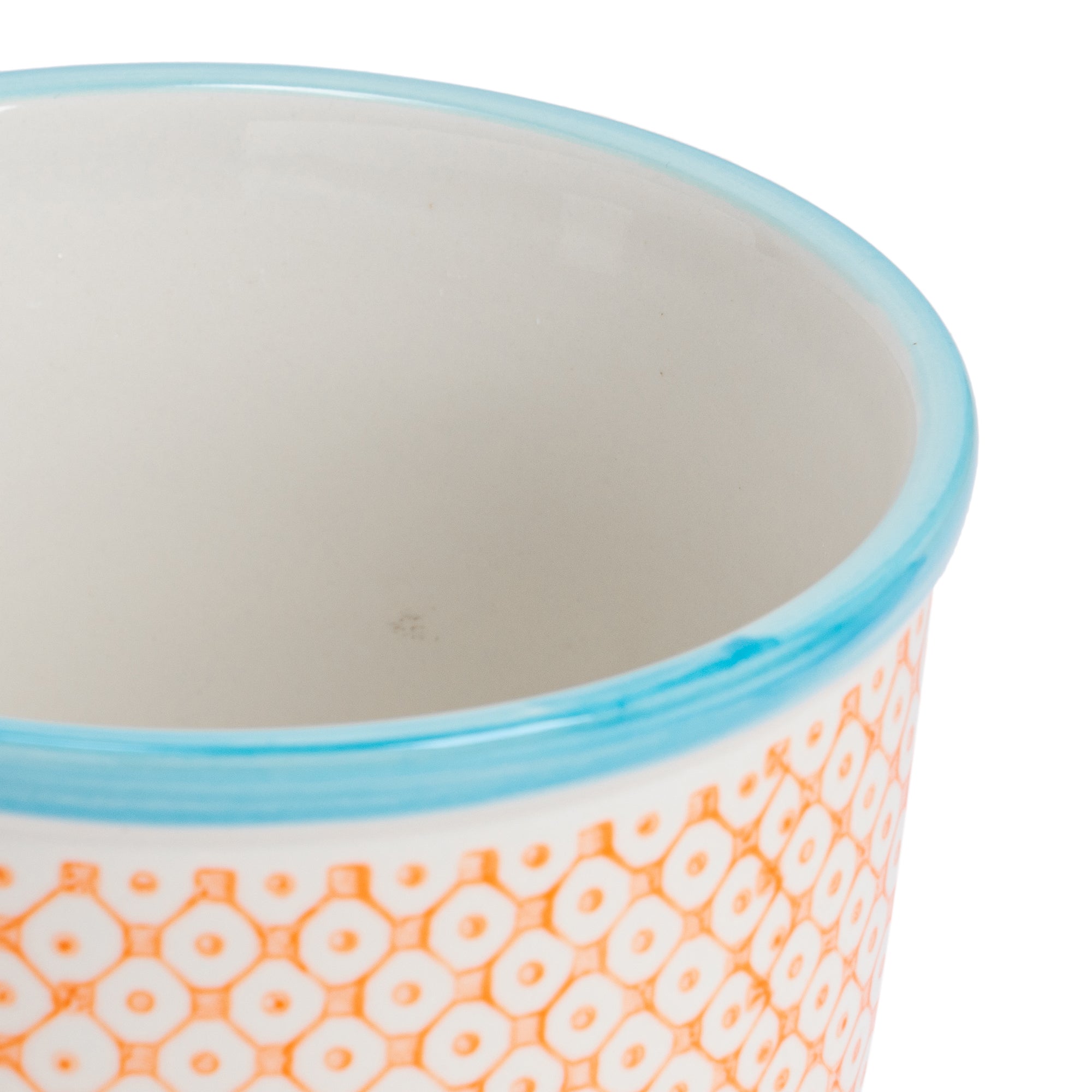 Hand-Printed Plant Pot - 14cm - Orange