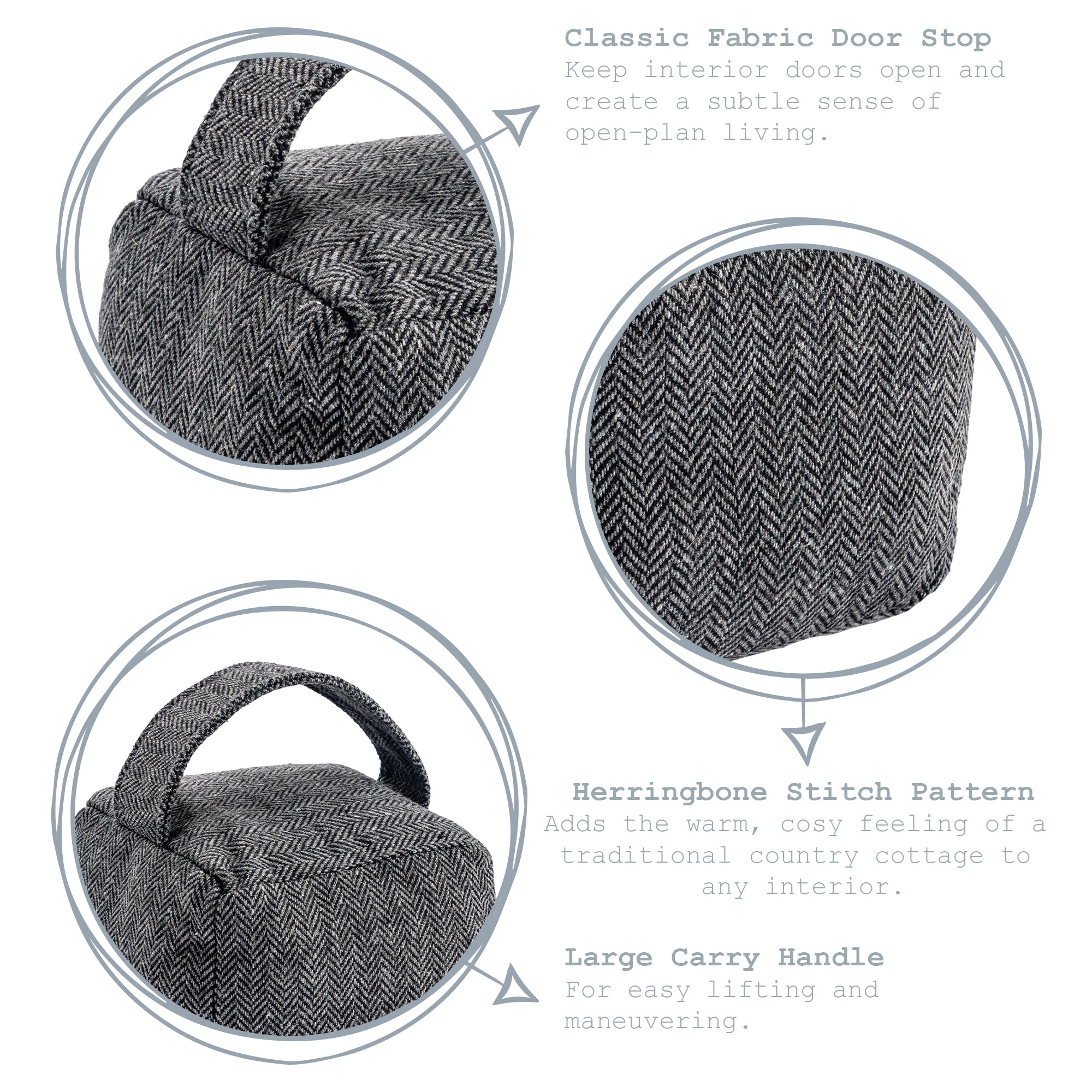 Fabric Door Stop - Grey Cube