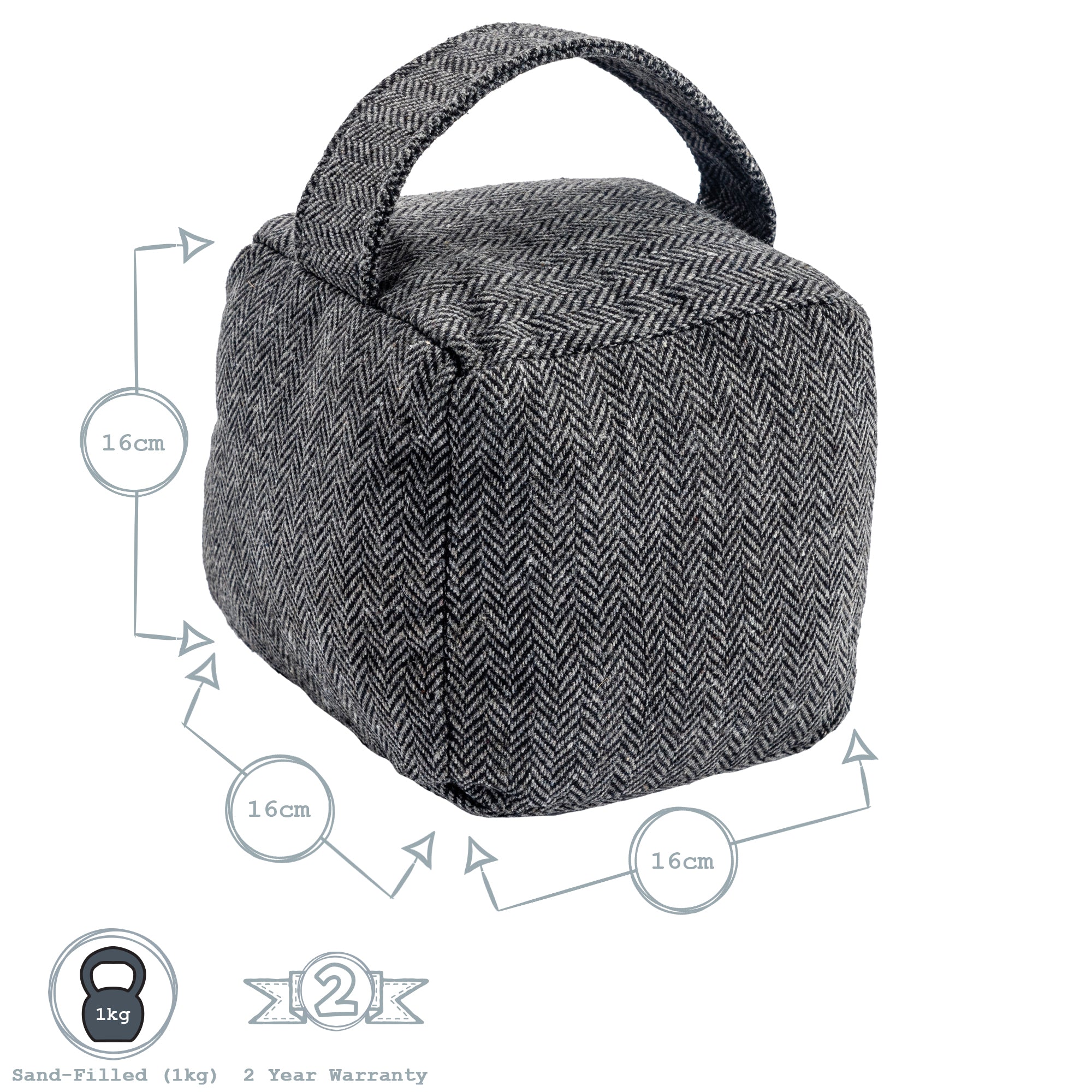 Fabric Door Stop - Grey Cube