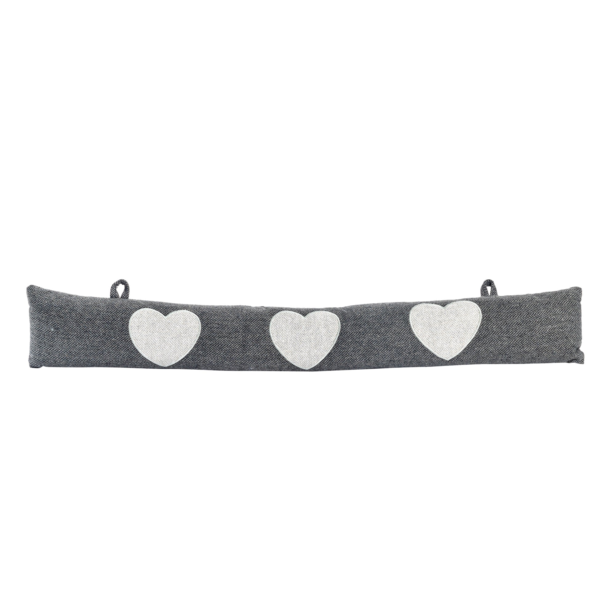 Nicola Spring Fabric Door Snake - Grey with Heart