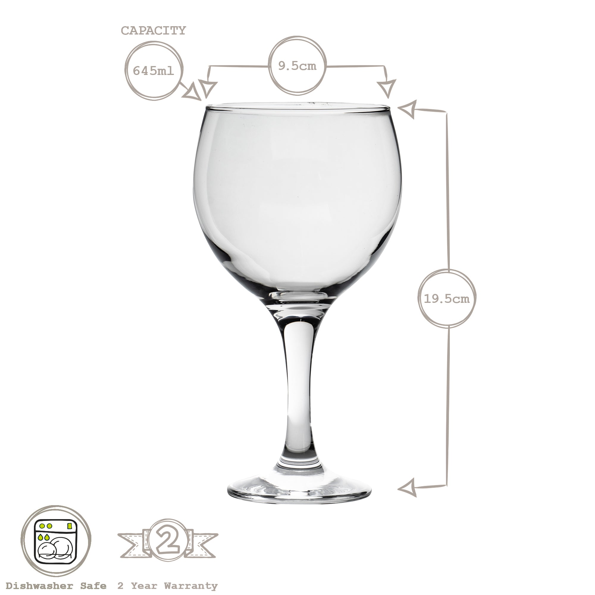 Misket Gin Glass - 645ml - Clear