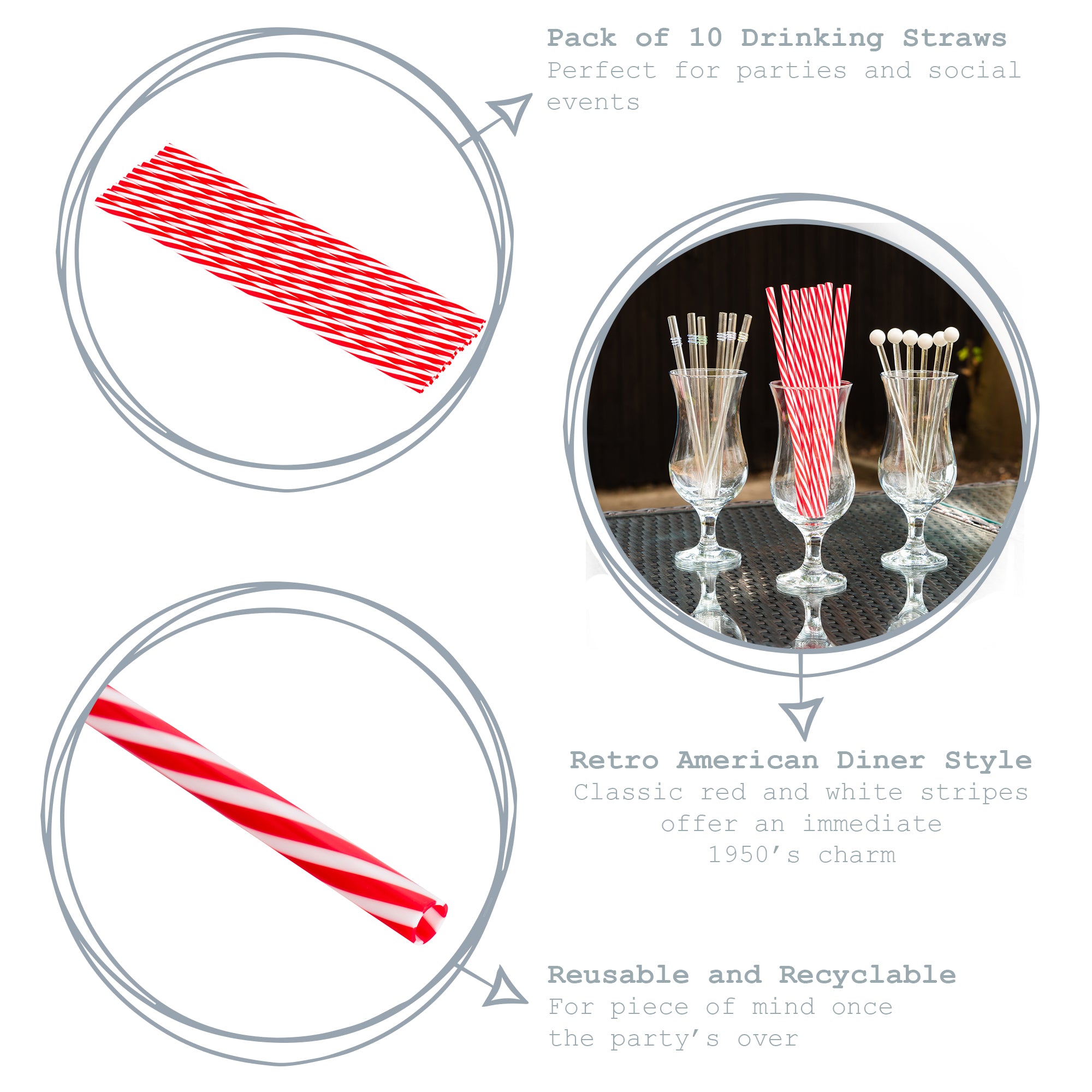 Reusable Red & White Straw