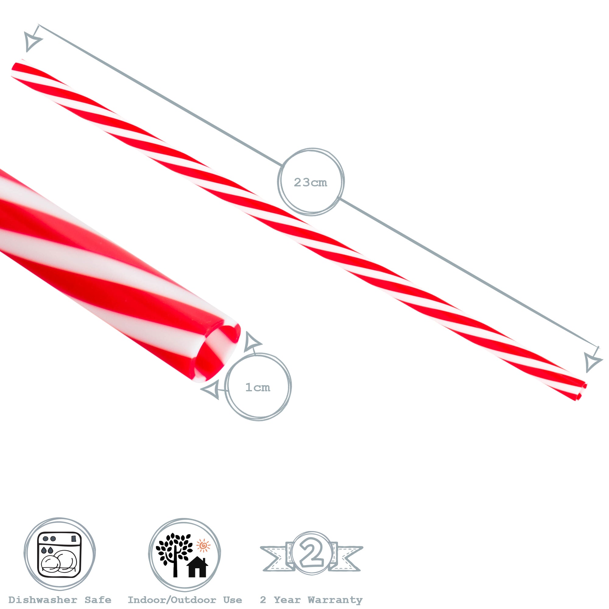 Reusable Red & White Straw