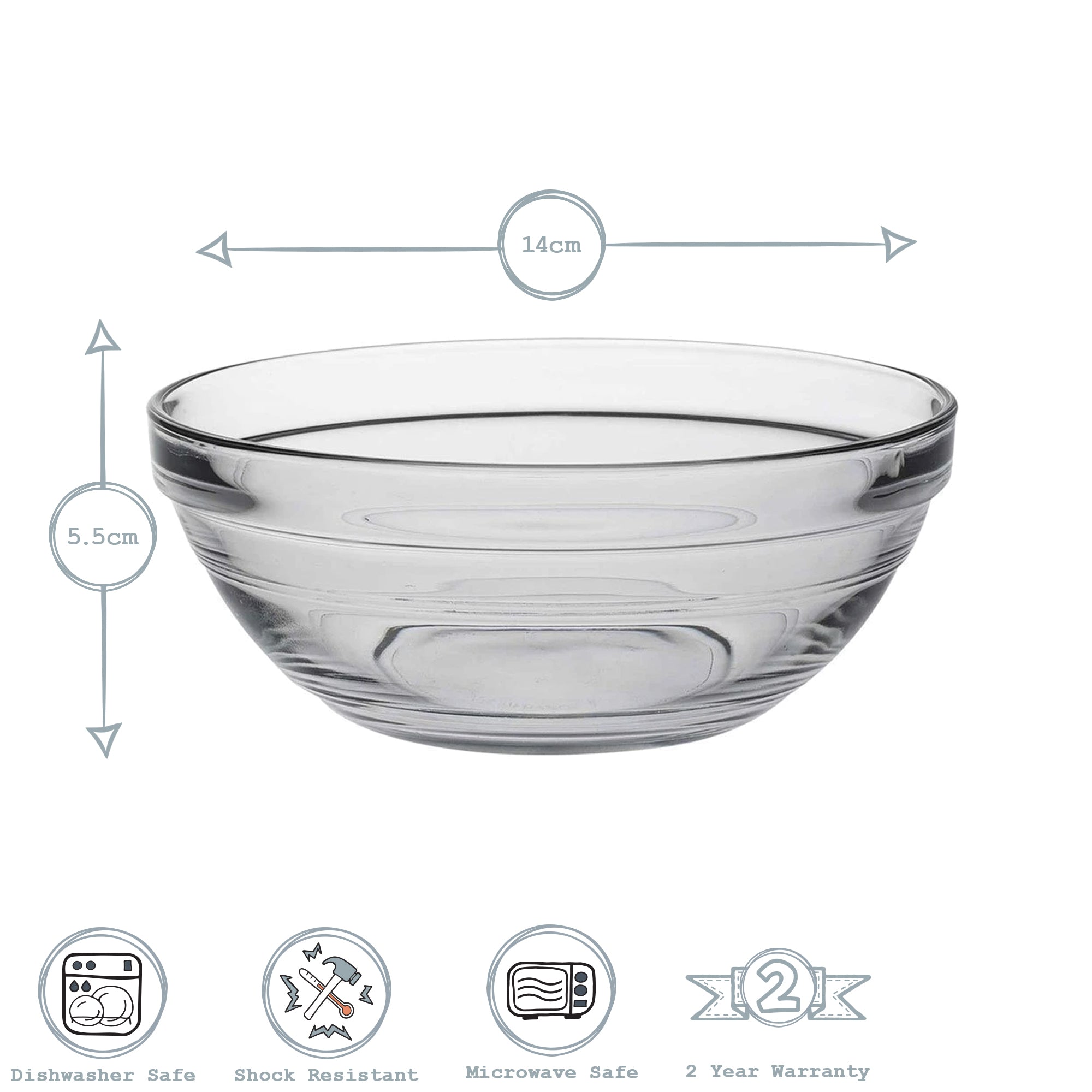 Lys Glass Stacking Bowl - 14cm