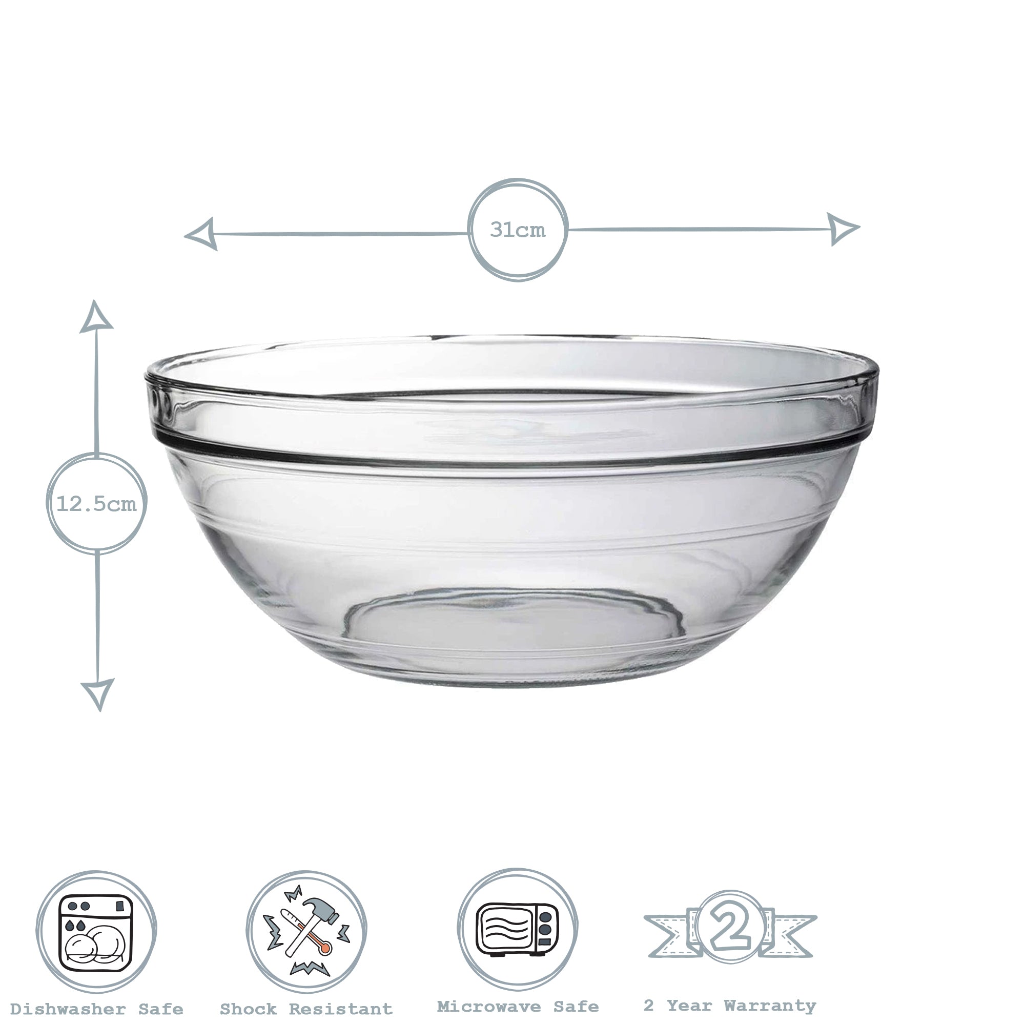 Lys Glass Stacking Bowl - 31cm